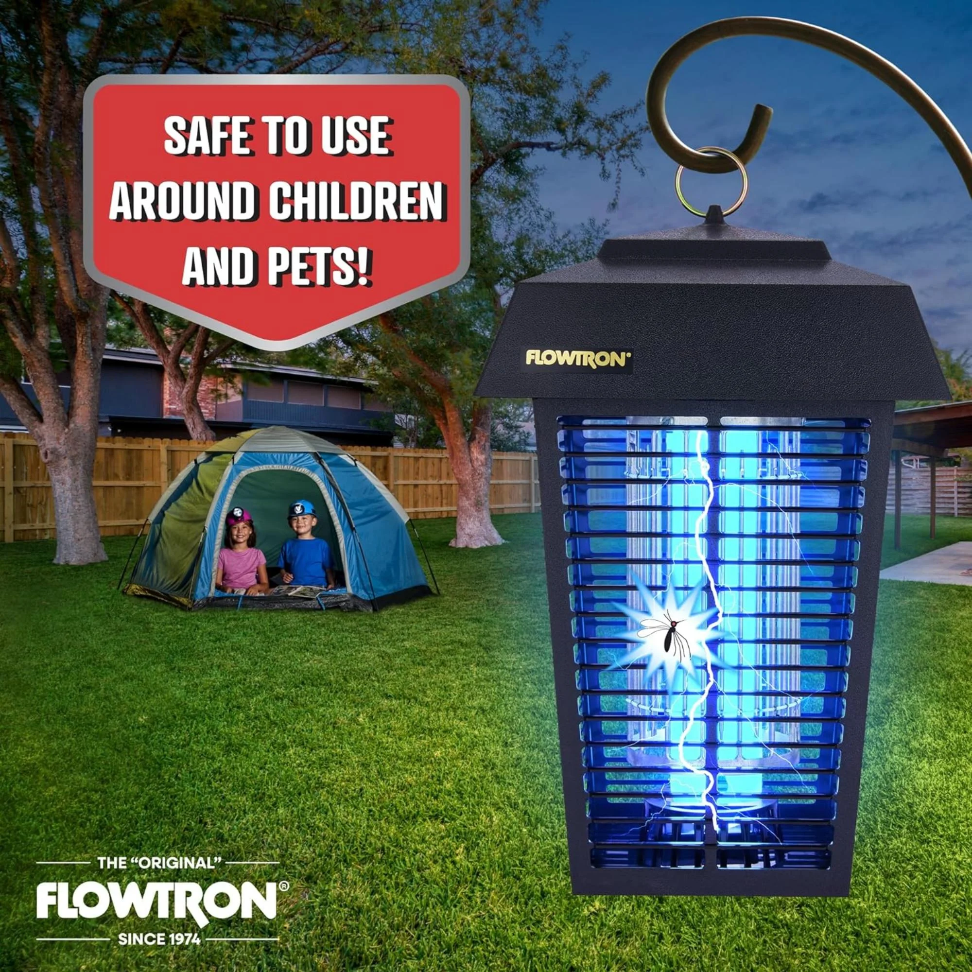 Flowtron 1 Acre Bug Zapper with 40W Bulb & 5600V Instant Killing Grid, Electric Mosquito Zapper