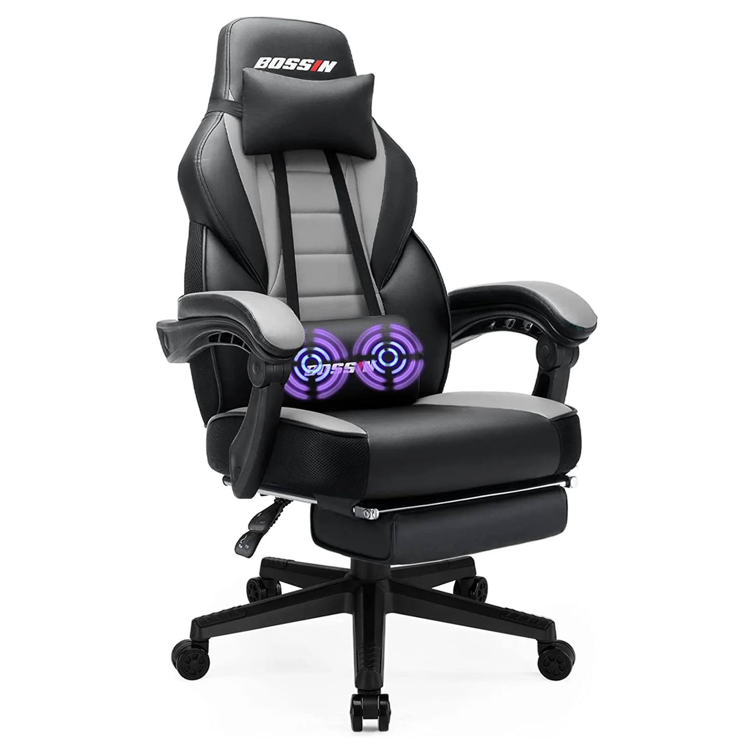 Bossin Gaming Chairs with Footrest,2022 Leather Game Chair for Adults,Big and Tall Gamer Chair with Headrest and Lumbar Support
