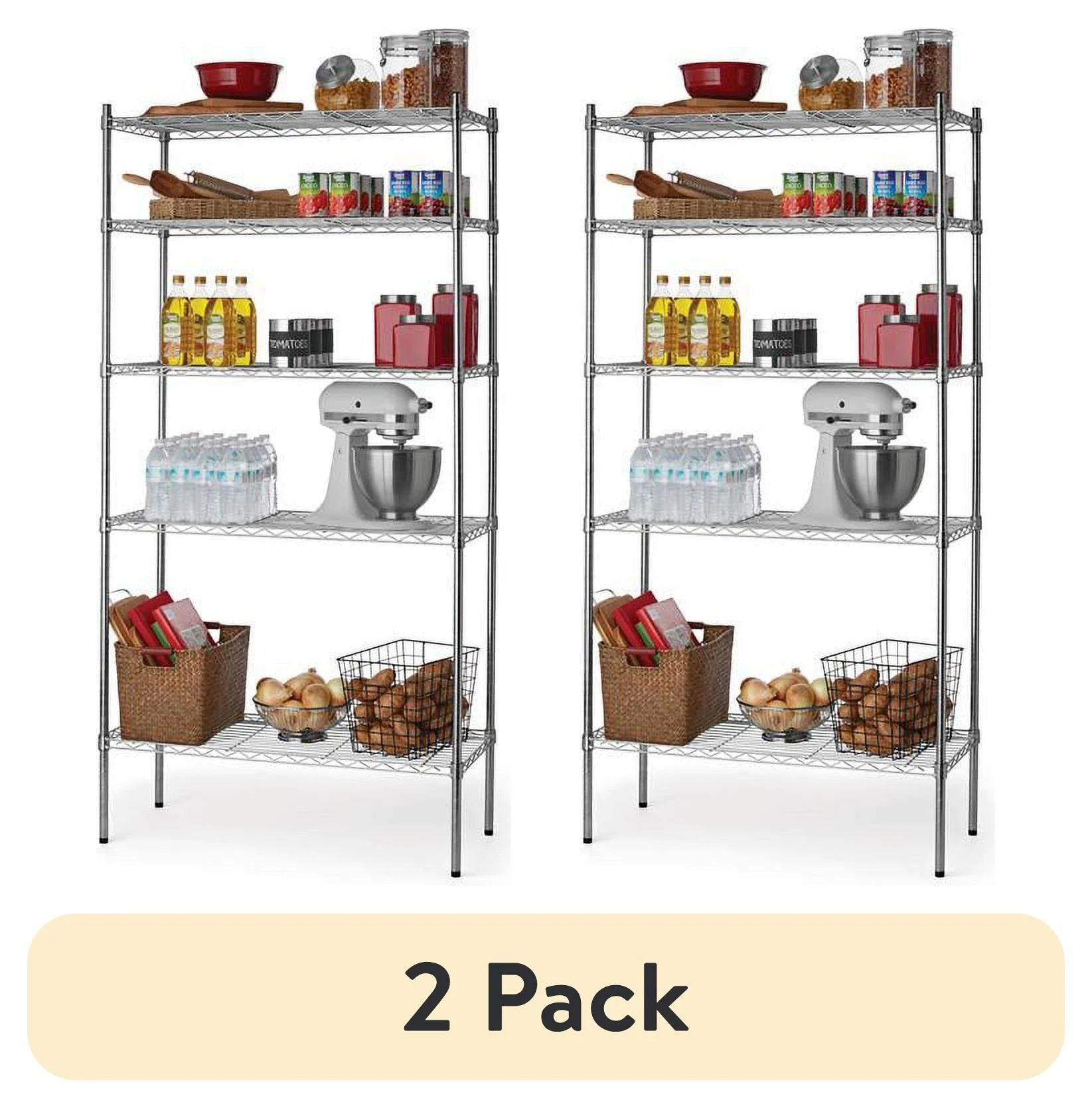 (2 pack) Hyper Tough Chrome Wire Shelf 5-Tier 72