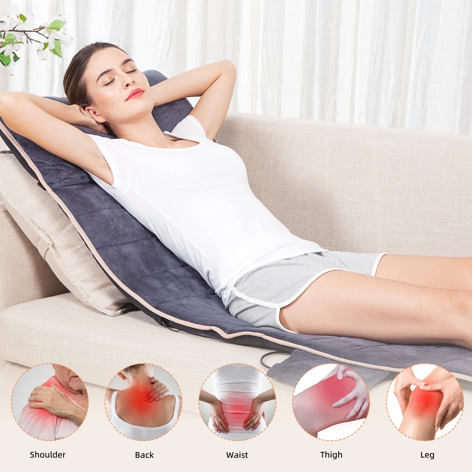Snailax Memory Foam Massage Mat, Back Massage pad with Vibration Motors & Therapy Heating pad