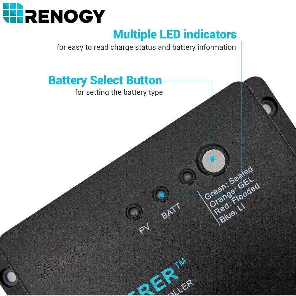 Renogy 100W 12V Solar Panel Monocrystalline Off Grid Starter Kit with 30A Wanderer Charger Controller