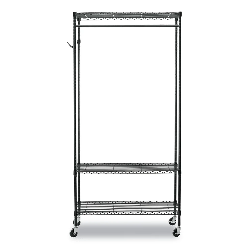 Alera ALEGR364818BL 48 in. W x 18 in. D x 75 in. H 40 Garments Wire Shelving Garment Rack - Black