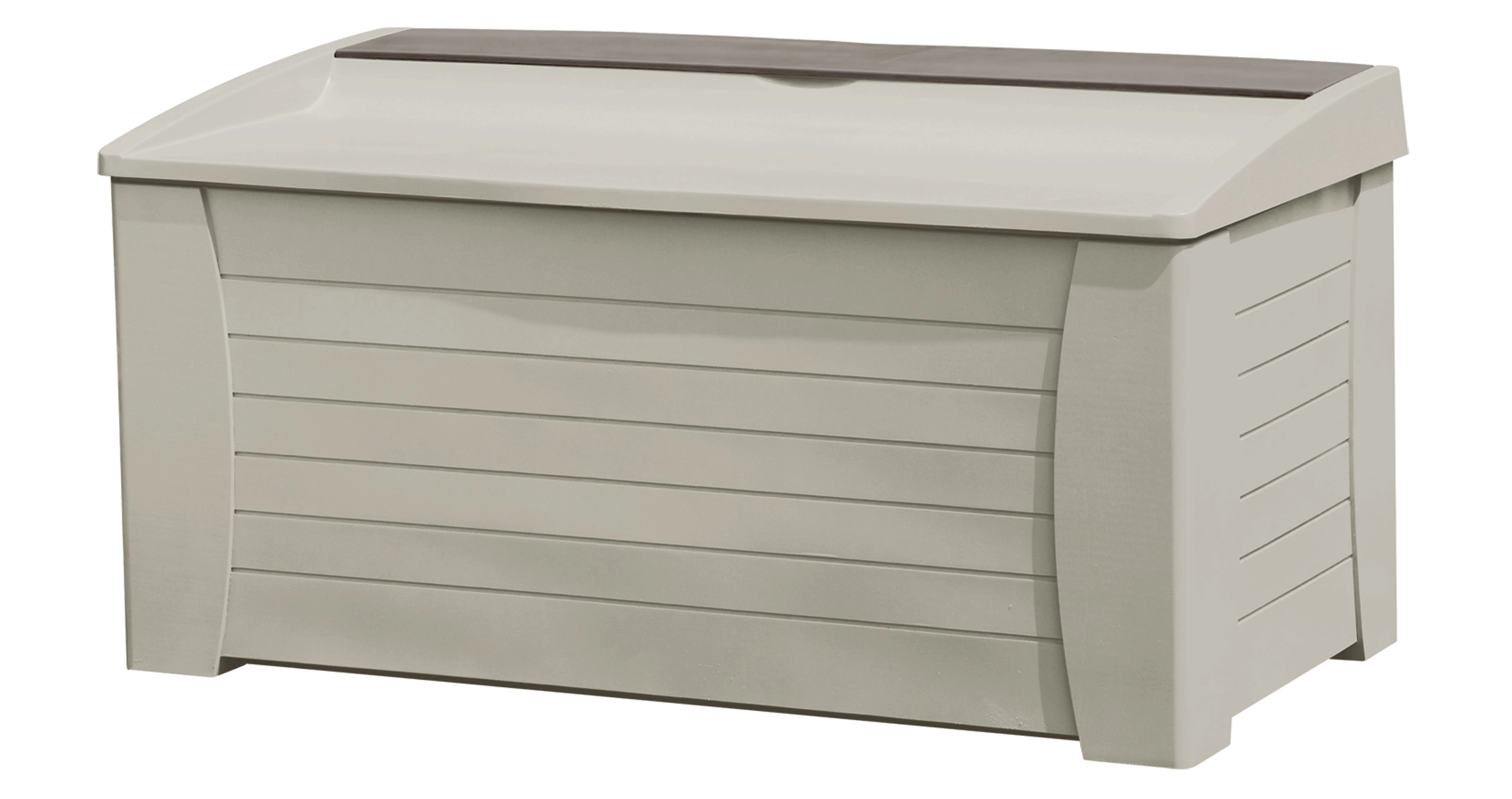 Suncast 127 Gal Outdoor Patio Storage Deck Box/Seat, Resin, Taupe, 54.5