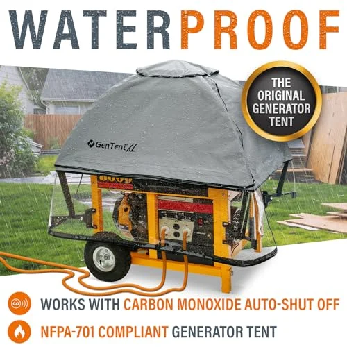 GenTent XL Generator Running Cover - Universal Kit (Standard, Grey) - for Larger Open Frame Generators