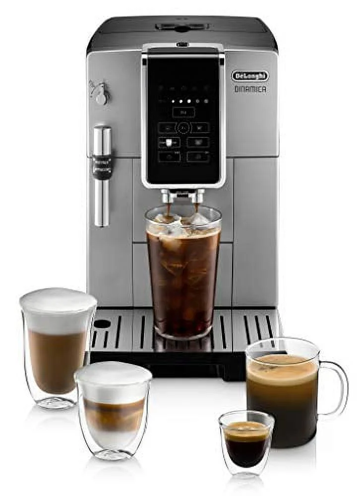 Restored De'Longhi Dinamica Automatic Coffee & Espresso Machine, Iced-Coffee, Burr Grinder (Black) (Refurbished)