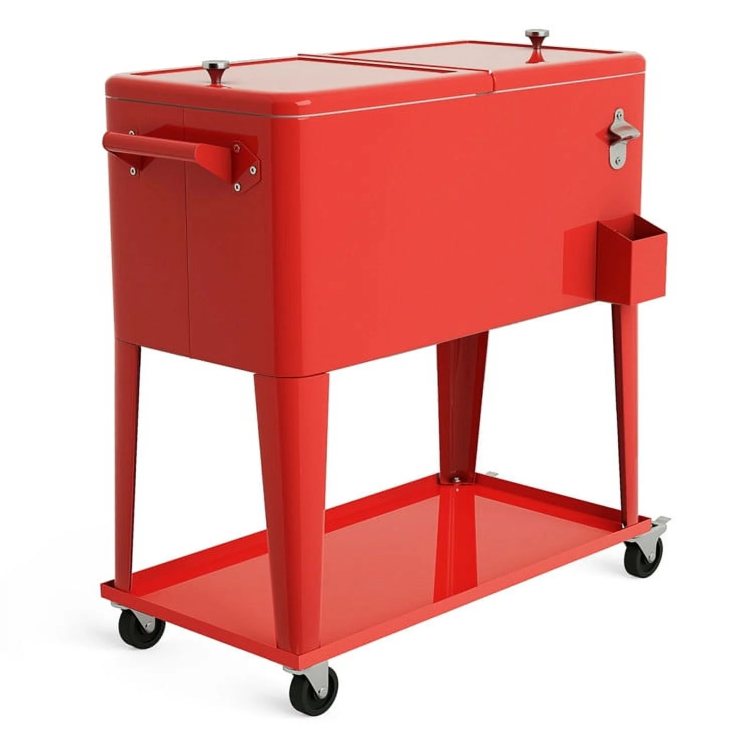 Topcobe 80 Outdoor Patio Rolling Steel Construction Cooler, Beverage Rolling Cooler for Backyard Deck