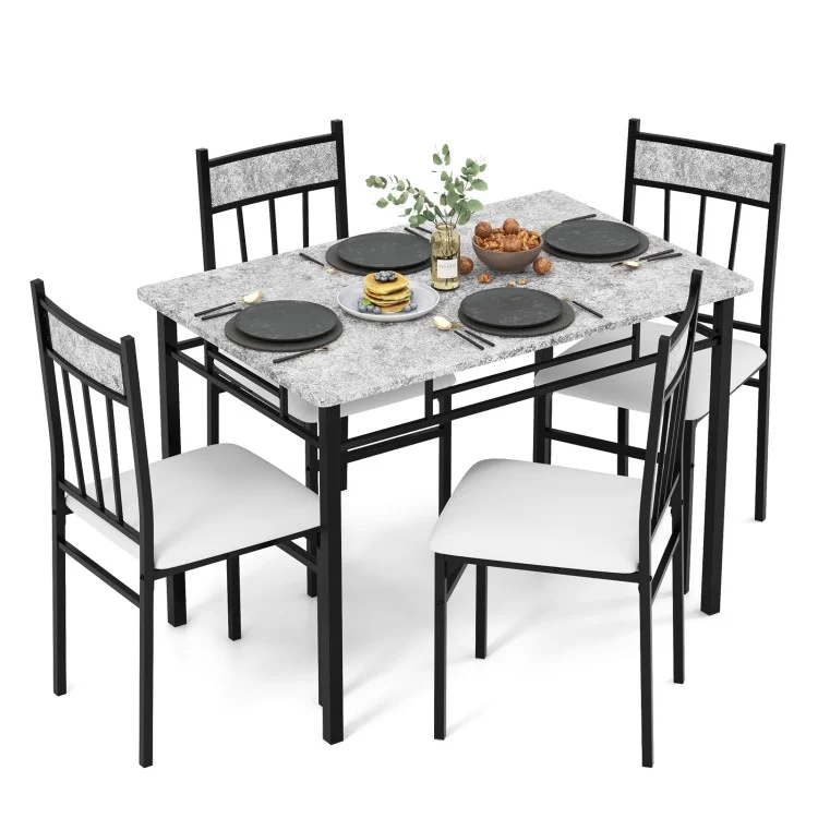Kadyn Dining Room Table Chair Set,Kitchen Table Set, Dining Room Set,5 Pieces Faux Marble Dining Set Table with Solid Steel Frame