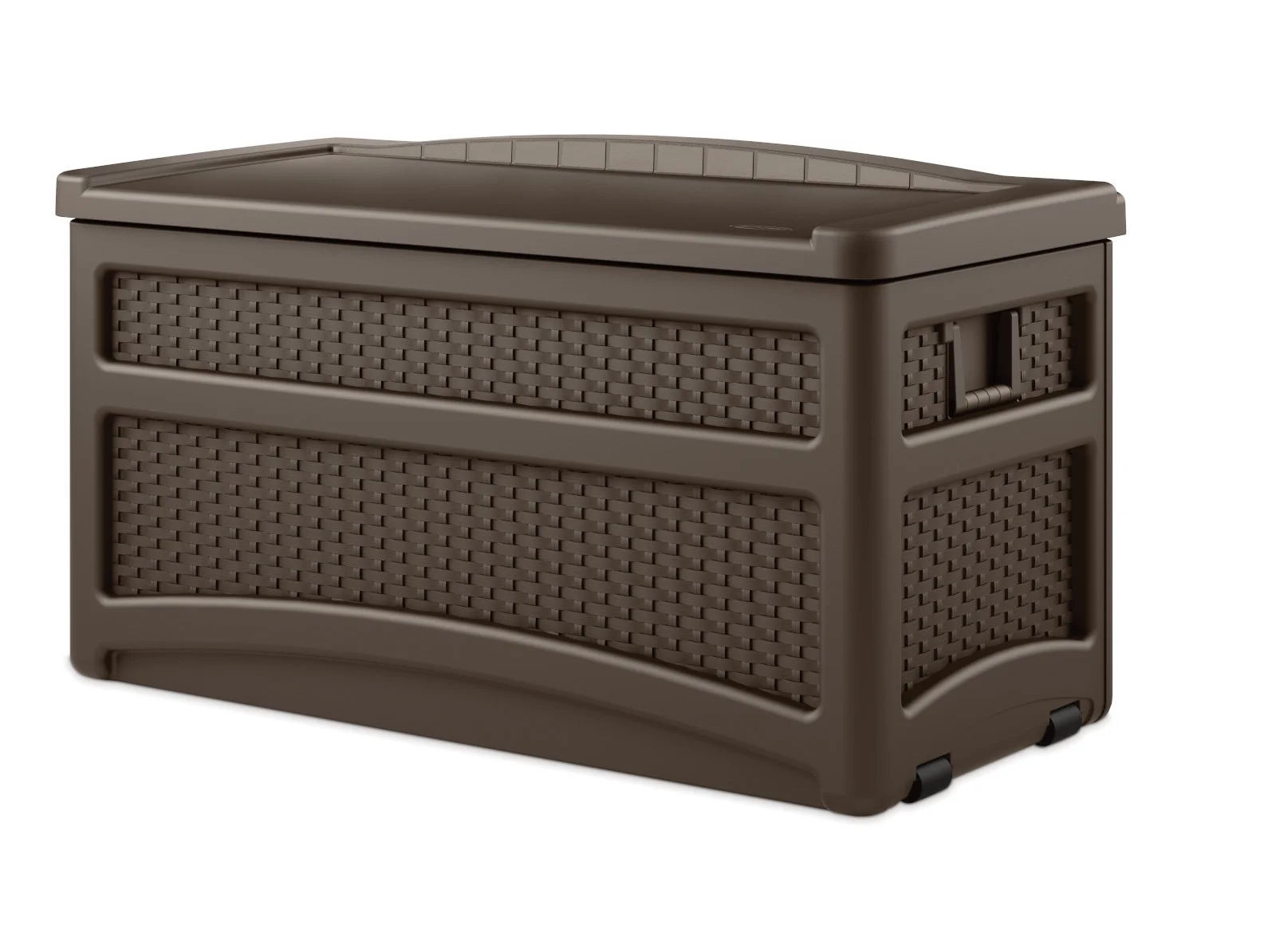 Suncast DBW7500 73 Gallon Outdoor Patio Storage Chest with Handles & Seat, Resin, Java, 39 lb, (L x W x H) 23.75 x 22.5 x 46 in.