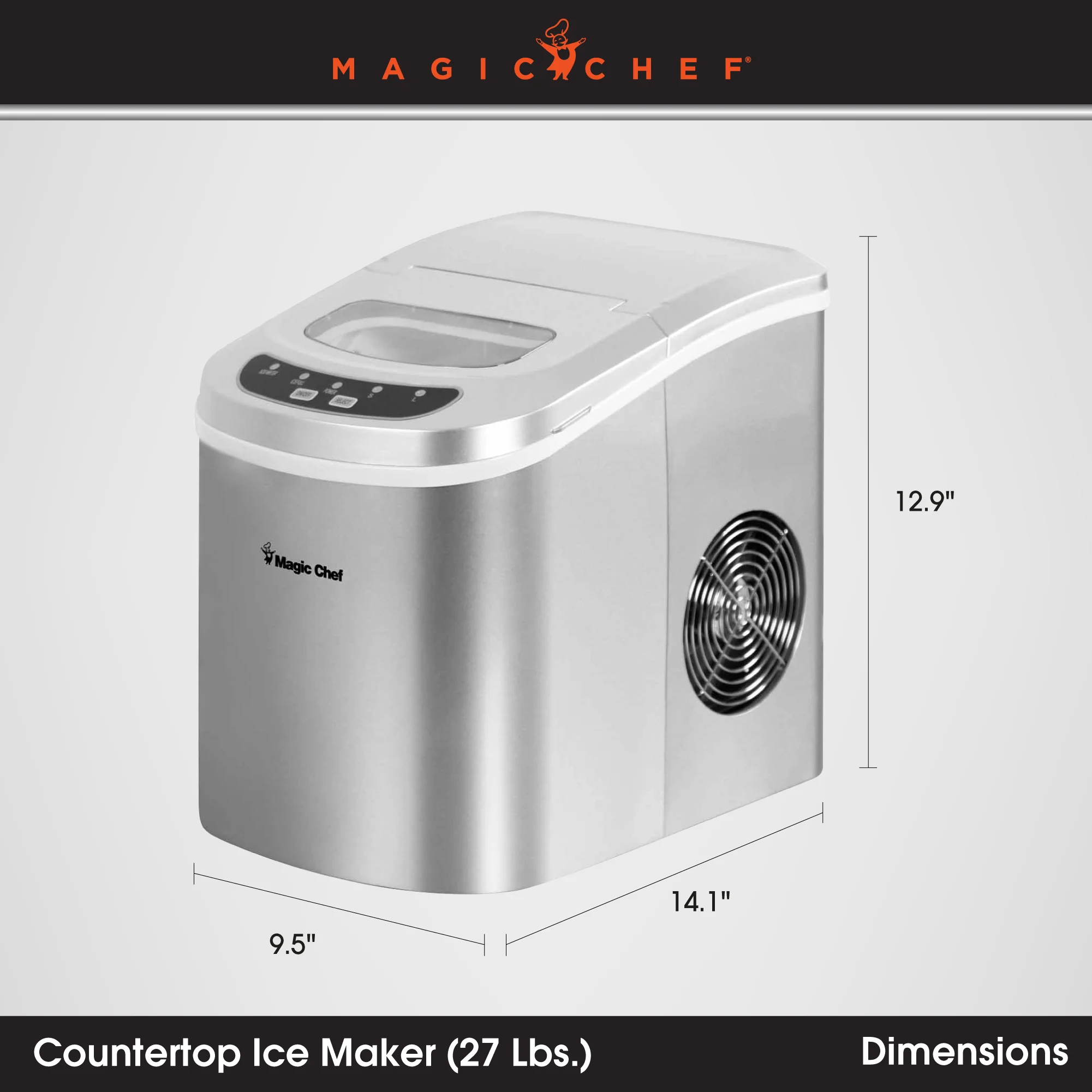 Magic Chef Brand - New Model MCIM22SV 27 lb. Capacity Portable Ice Maker (Silver) Bullet Ice Cubes