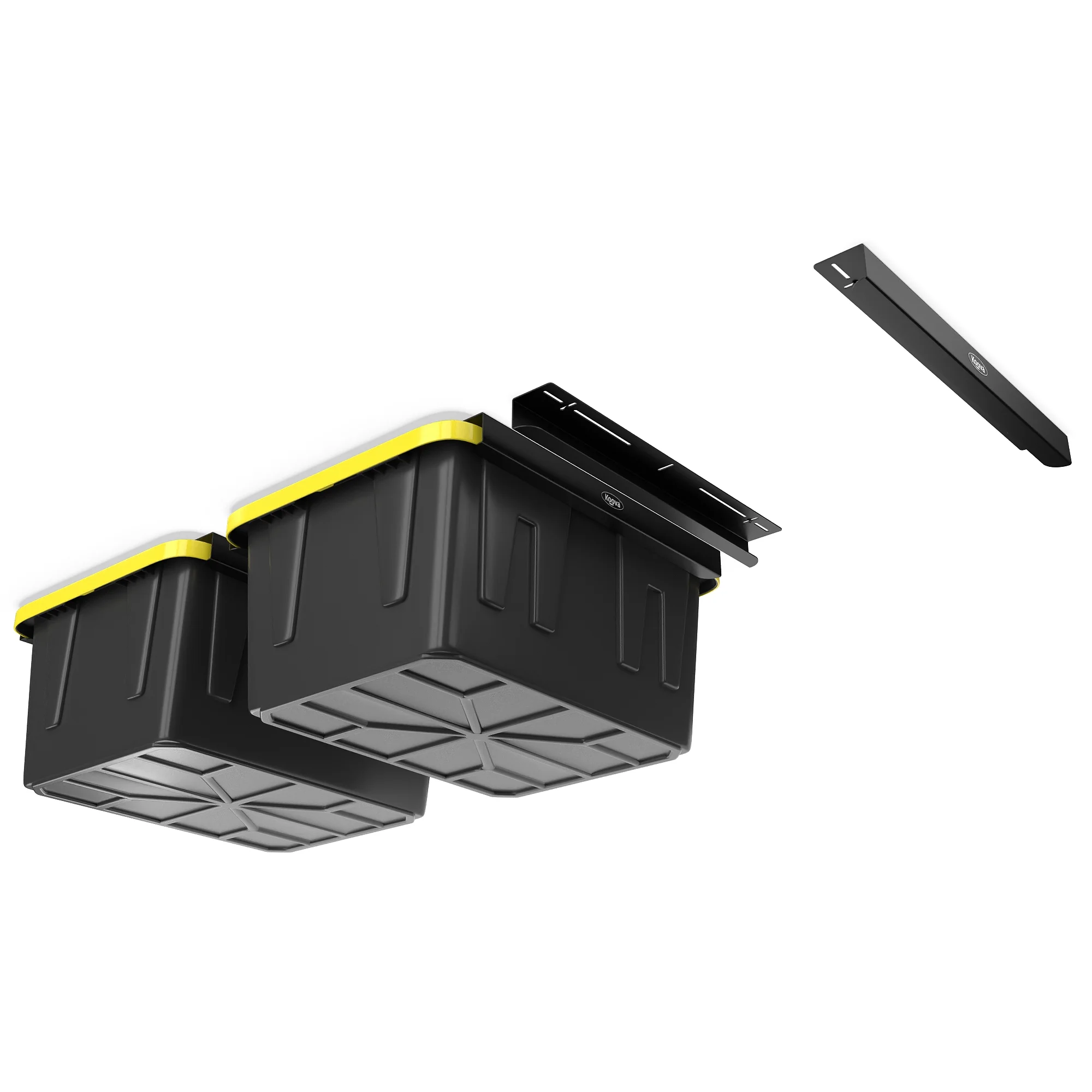 Koova Overhead Bin Rack for Three Bins | Overhead Garage Storage Rack to Mount on Ceiling with Adjustable Width
