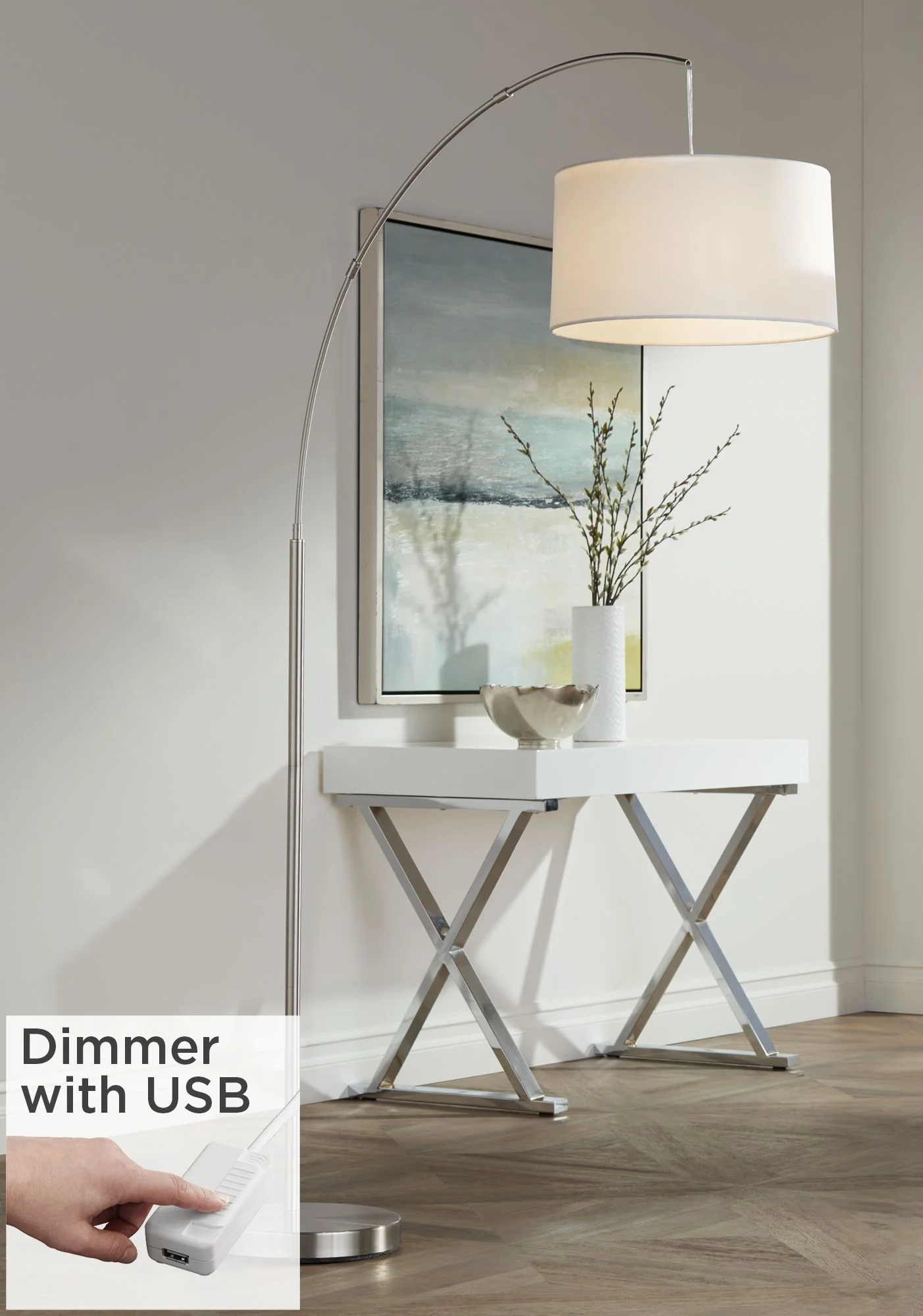 360 Lighting Modern Arc Floor Lamp with USB Charging Port 72