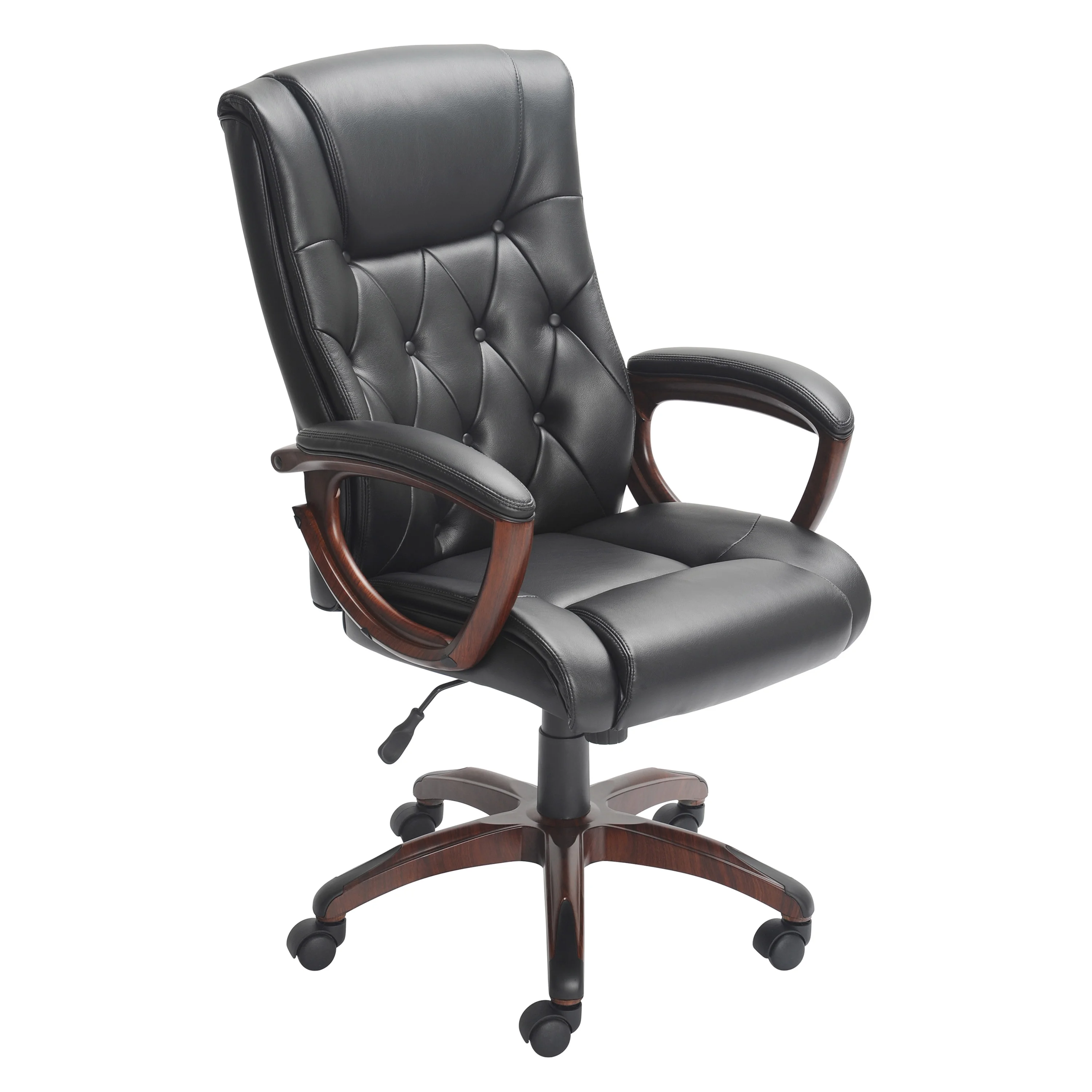 Better Homes and Gardens Executive, Mid-Back Manager's Office Chair with Arms, Black Bonded Leather