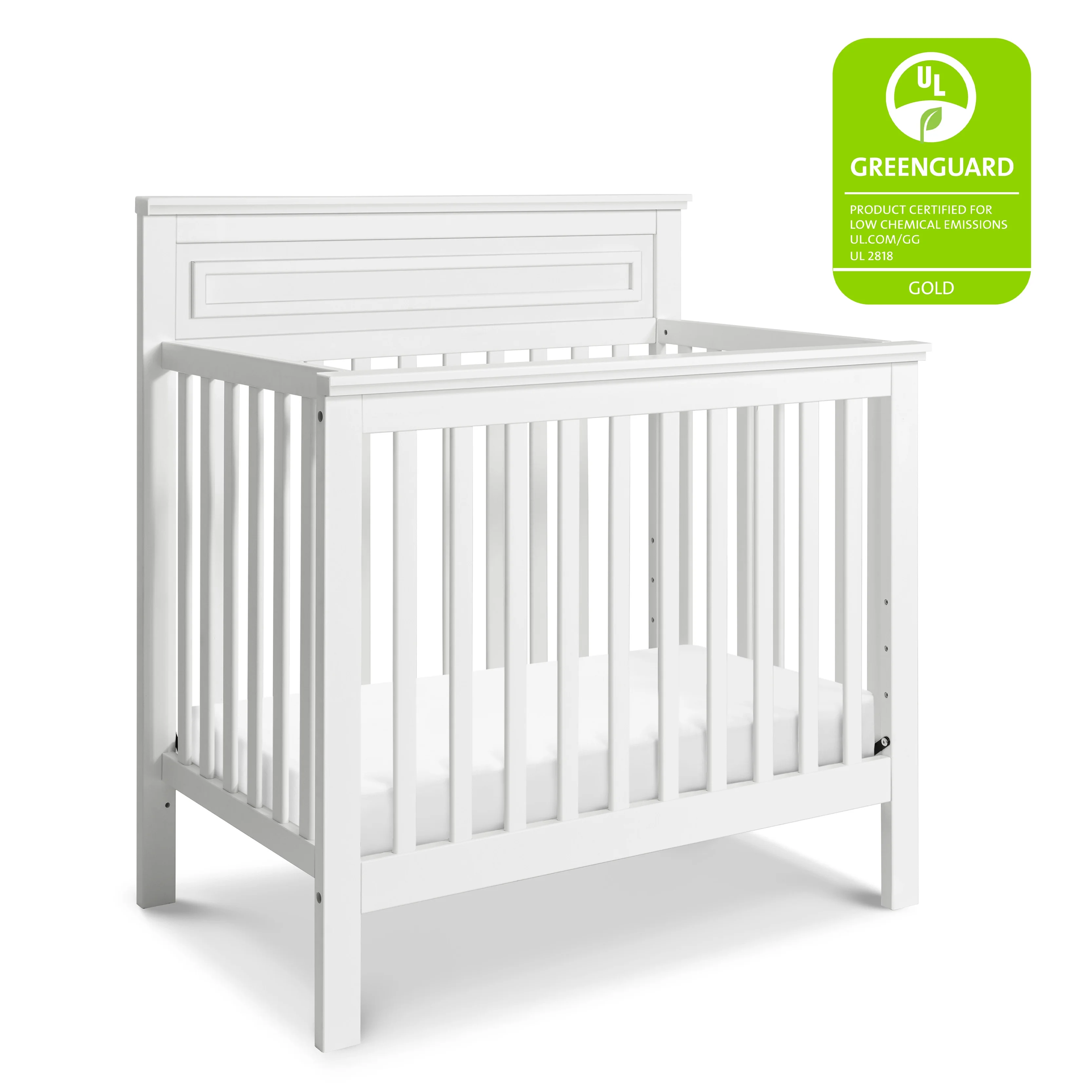 DaVinci Autumn 2 in 1 Mini Crib + Twin Bed Including Full Size and Toddler Conversion Rails + Mattress in White