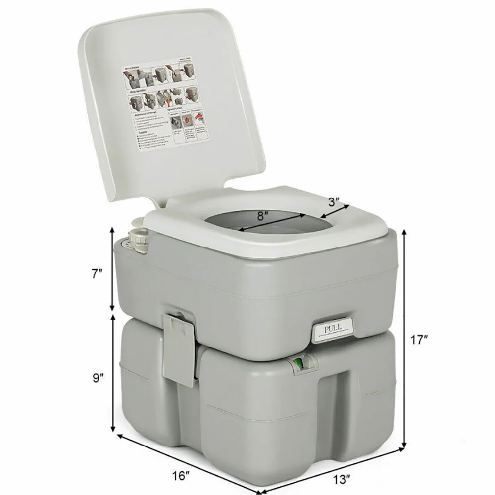 Aimee Lii 5.3 Gallon Portable Travel Toilet with Piston Pump Flush for Easy Cleaning