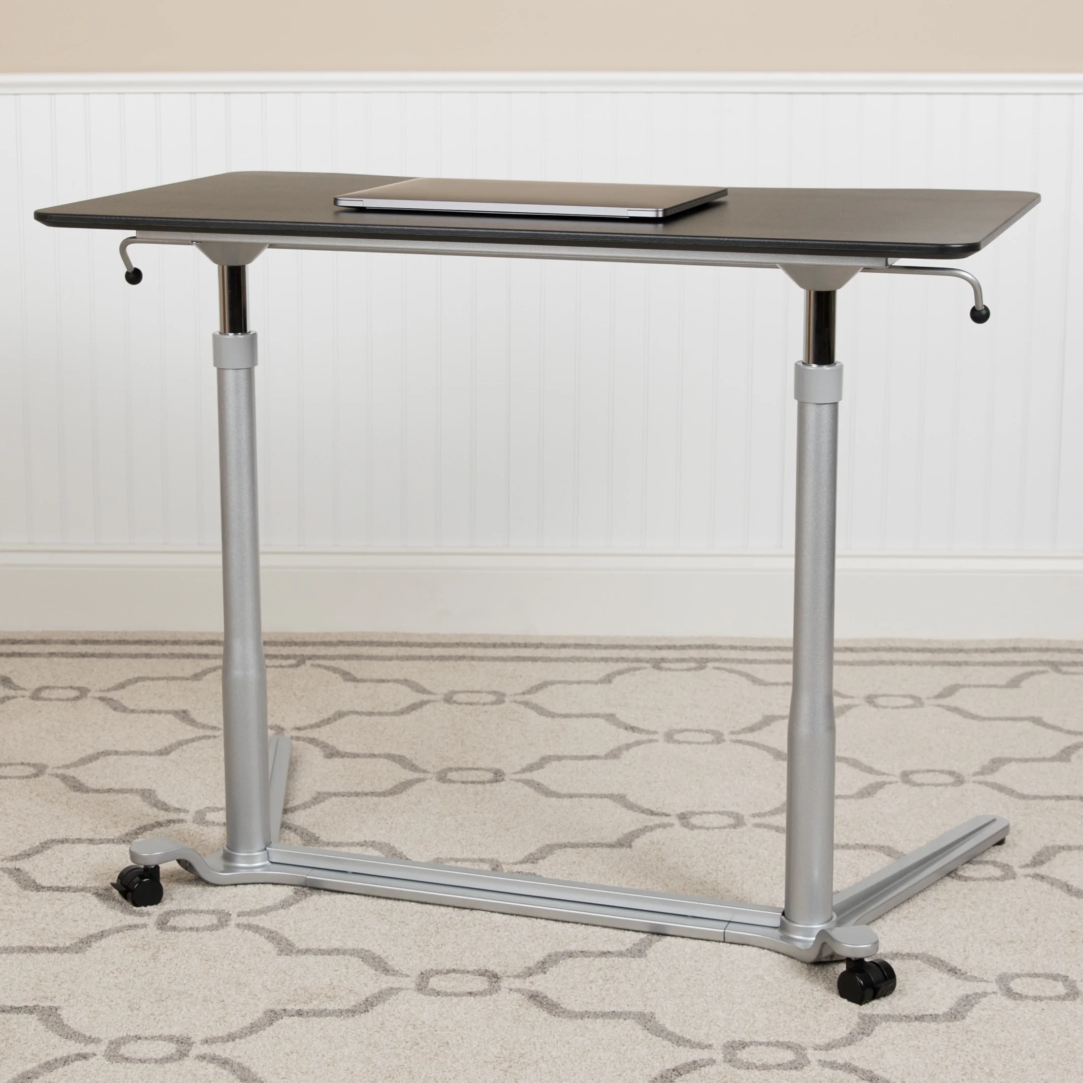 Flash Furniture Merritt Sit-Down, Stand-Up Black Computer Ergonomic Desk with 37.375
