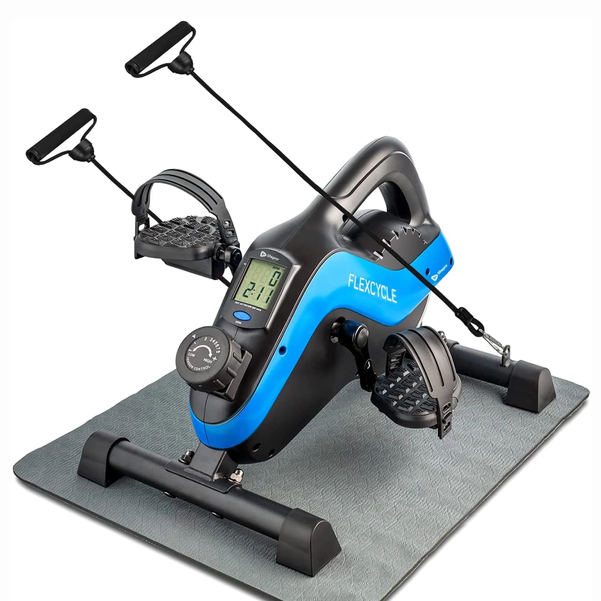 Lifepro FlexCycle Stationary Bike Pedal Exerciser Under Desk Workout Equipment, Blue