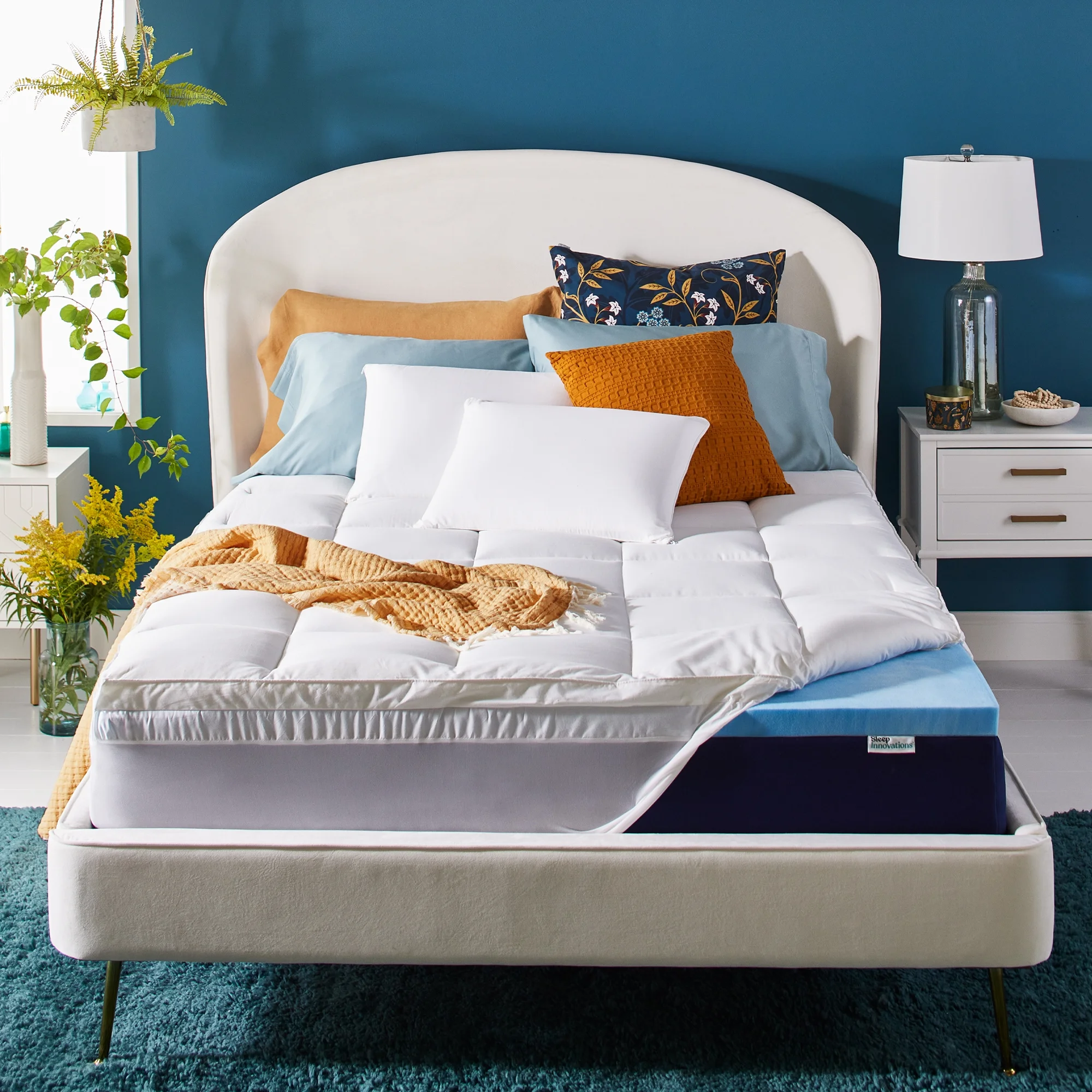 Sleep Innovations Memory Foam Mattress Topper, California King, Gel Dual Layer Support, 4 inch