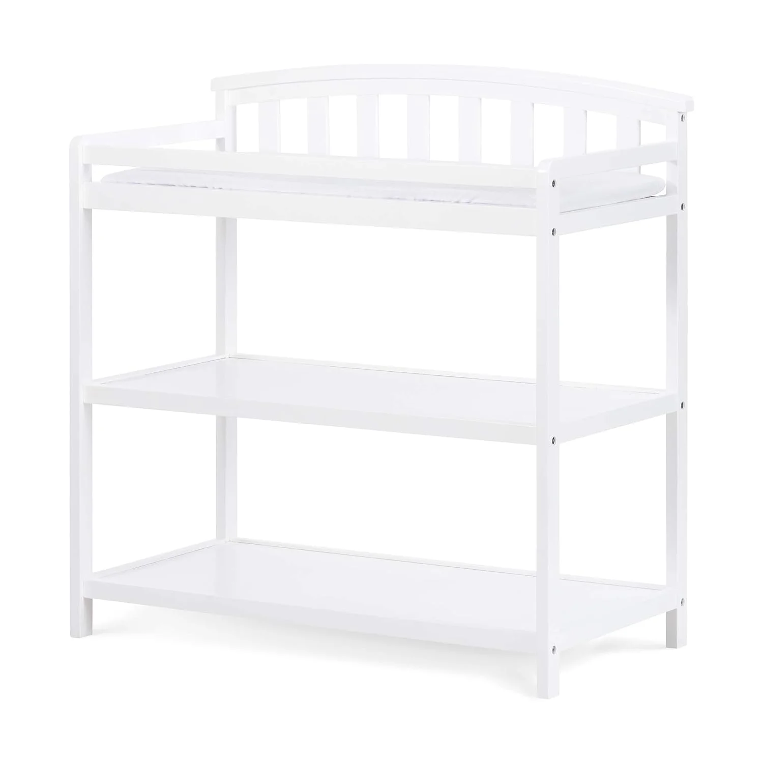 Infant Changing Table, Water-Resistant Pad Safety Strap, Anti-Tip Kit Included to Prevent Tipping, Non-Toxic, Baby Safe Finish (Matte White)