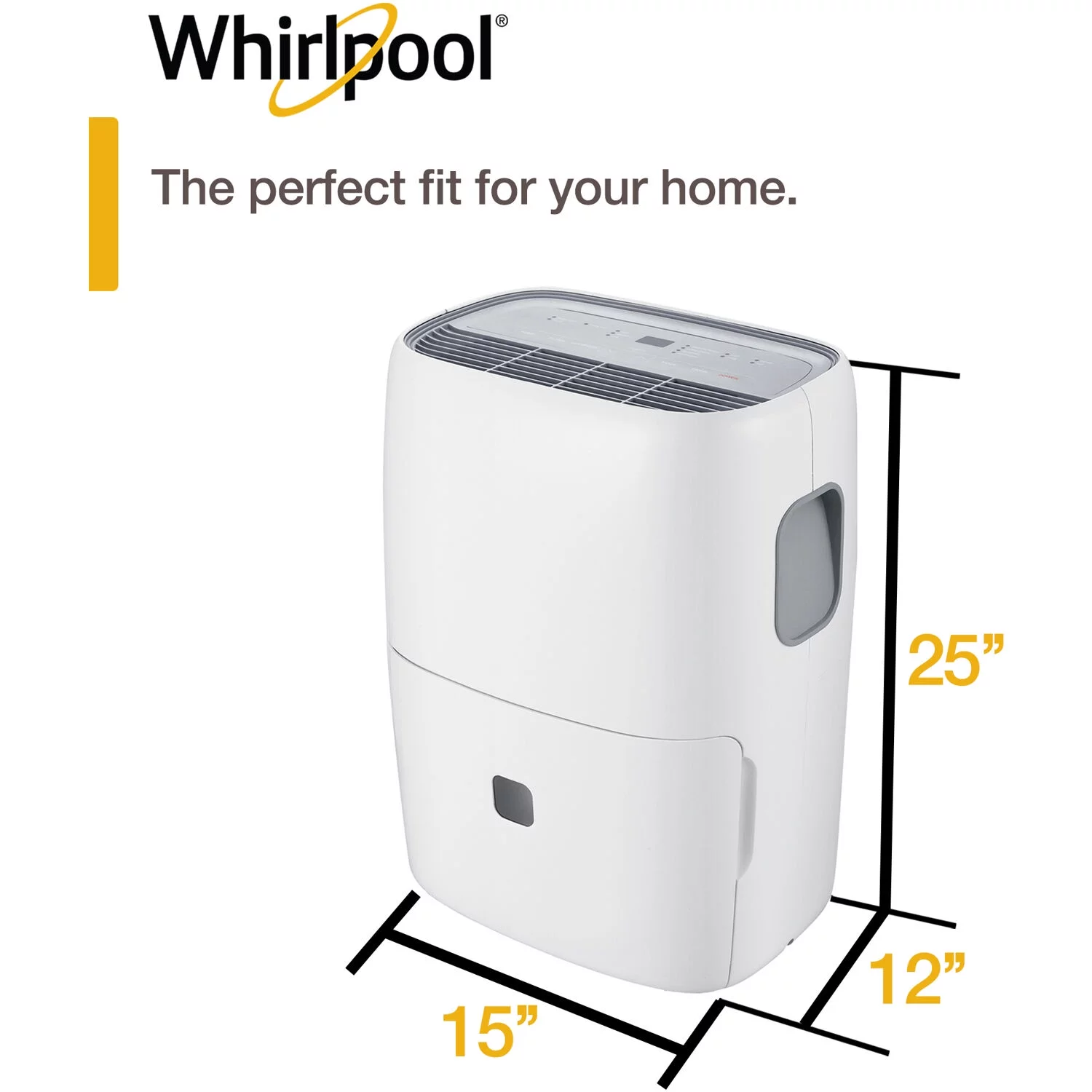 Whirlpool 50 pt 4,500 Sq. ft. Humidity Absorber Dehumidifier- Built-in Pump, White, Bedroom, Basement, Garage,WHAD50PCW
