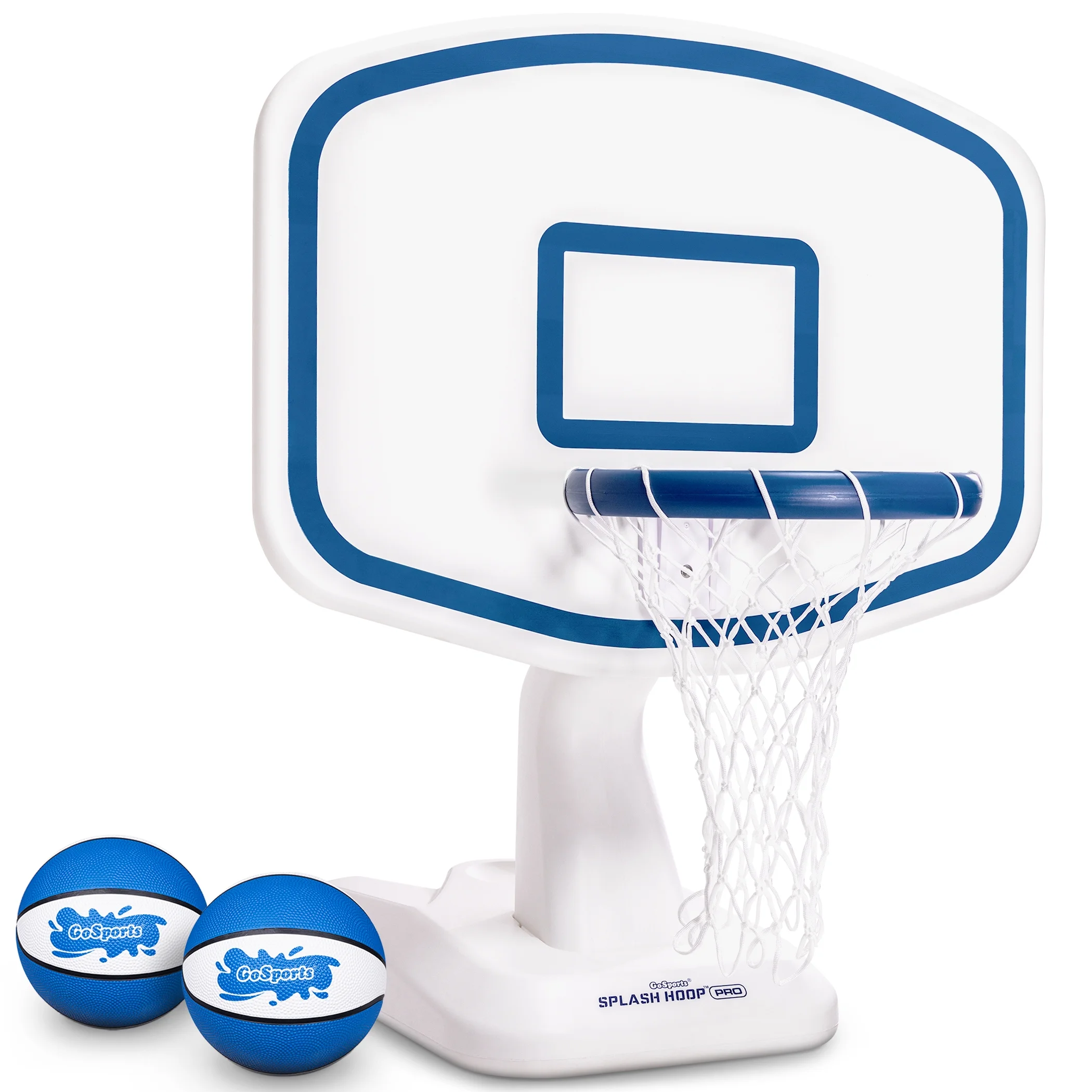 GoSports Splash Hoop PRO Swimming Pool Basketball Game - Includes Poolside Water Basketball Hoop, 2 Balls and Pump - White
