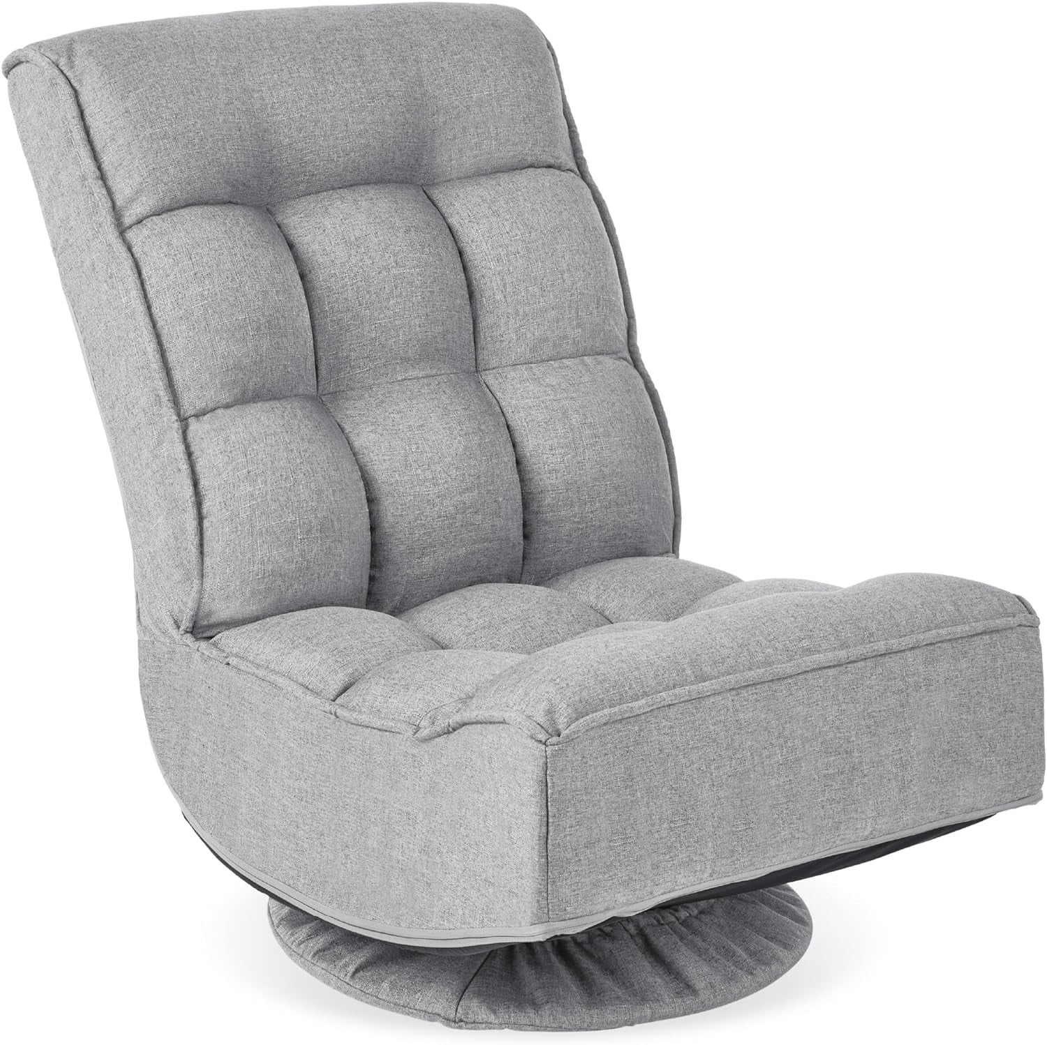 Reclining Folding Floor Gaming Chair for Office Lounging Reading w/ 360- Swivel 4 Adjustable Positions Tufted Cushions - Coffee
