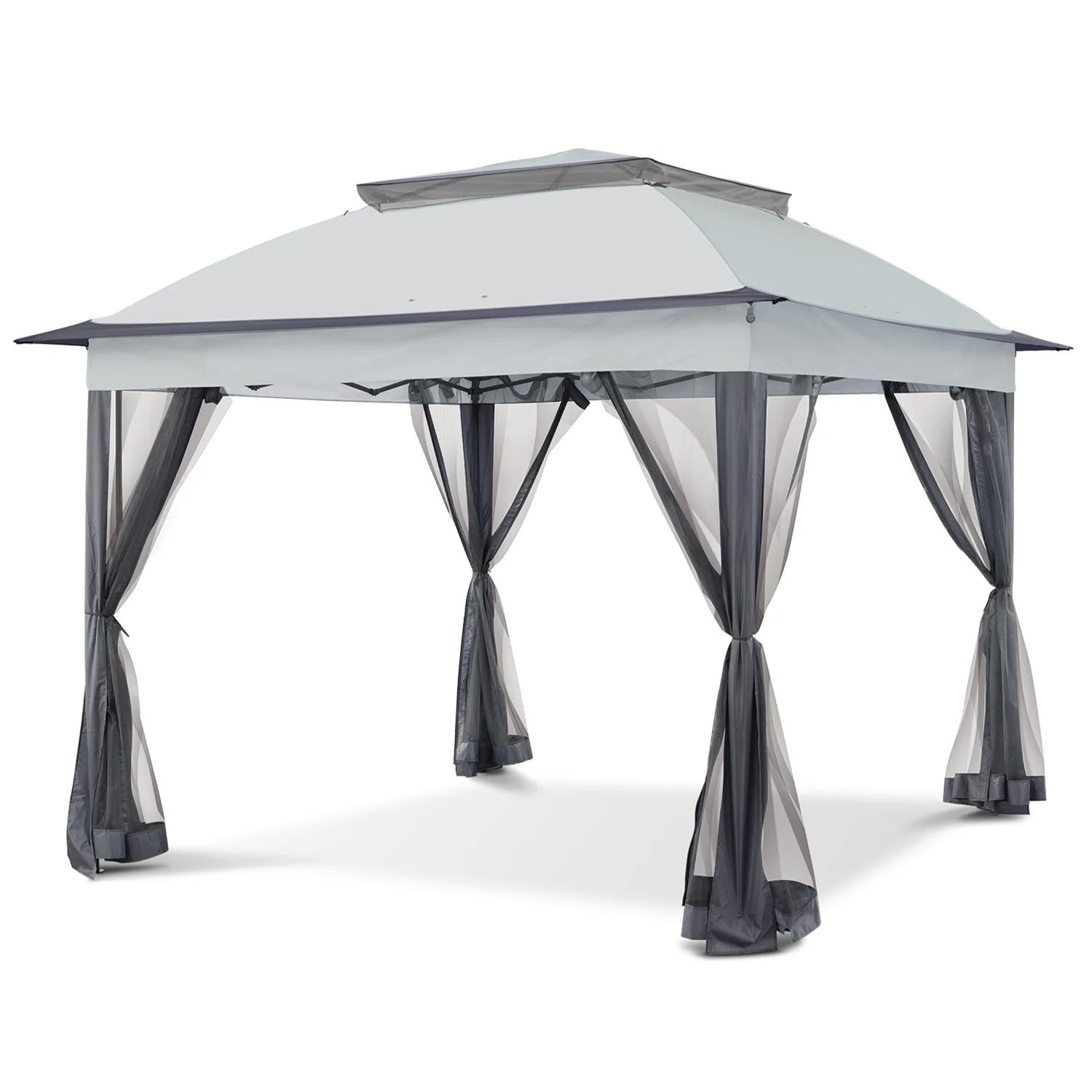 COOS BAY 11'x11' Pop-Up Instant Gazebo Tent with Mosquito Netting Outdoor Canopy Shelter with 121 Square Feet of Shade(Gray)