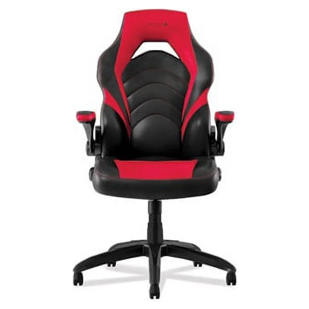 Vortex Bonded Leather Gaming Chair Supports Up to 301 lbs, 17.9" to 21.6" Seat Height, Red/Black Back, Black Base