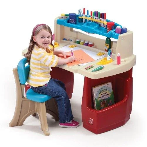 Step2 Deluxe Art Master Kids Desk, Toddler Activity Table and Chair, Craft Table with Storage, Ages 3+ Years Old