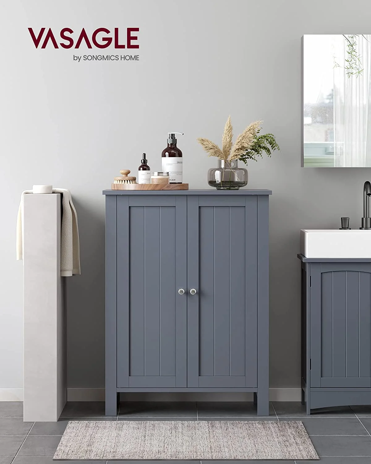 SQREDS Bathroom Floor Cabinet Bathroom Unit with 2 Adjustable Shelves Bathroom Cabinet Freestanding 11.8 x 23.6 x 31.5 Inches UBCB60W