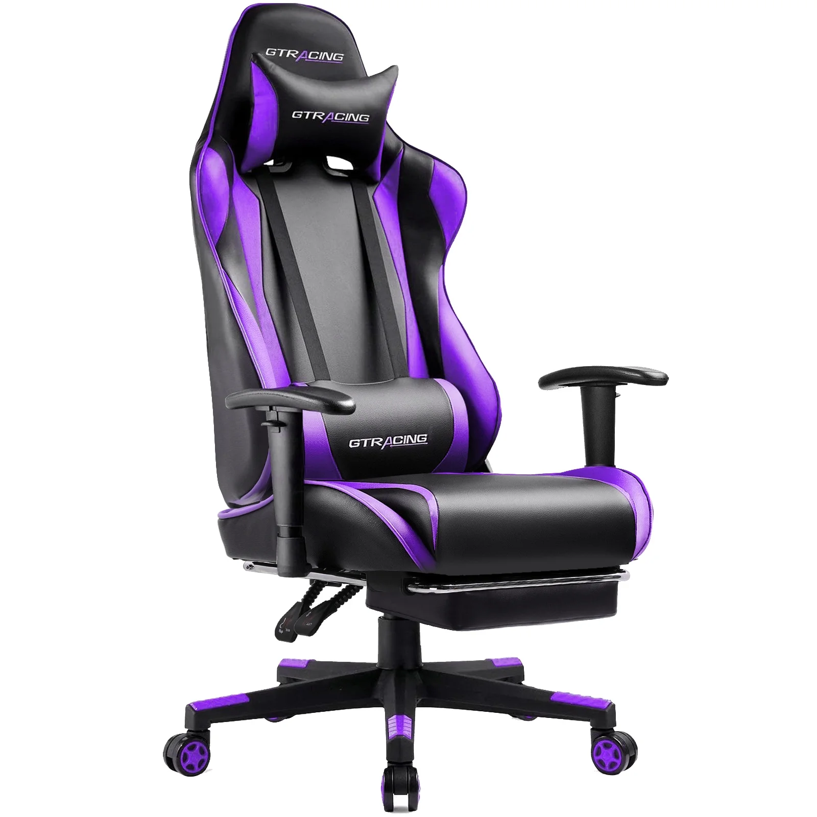 GTRACING Gaming Chair with Footrest Ergonomic Reclining Office Chair Swivel Rocker, Purple