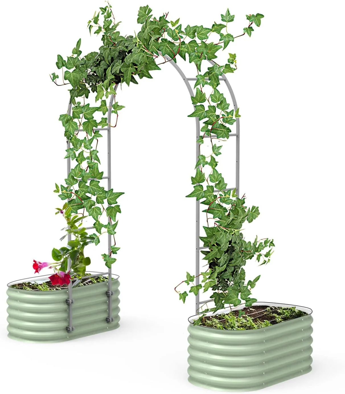 Vego Garden Modular Arched Trellis System Single Section 2.0' Long Trellis for 2.0‘ x 4.0', 10 in 1 Garden Bed or 2.0' Long Extension Straight Panel
