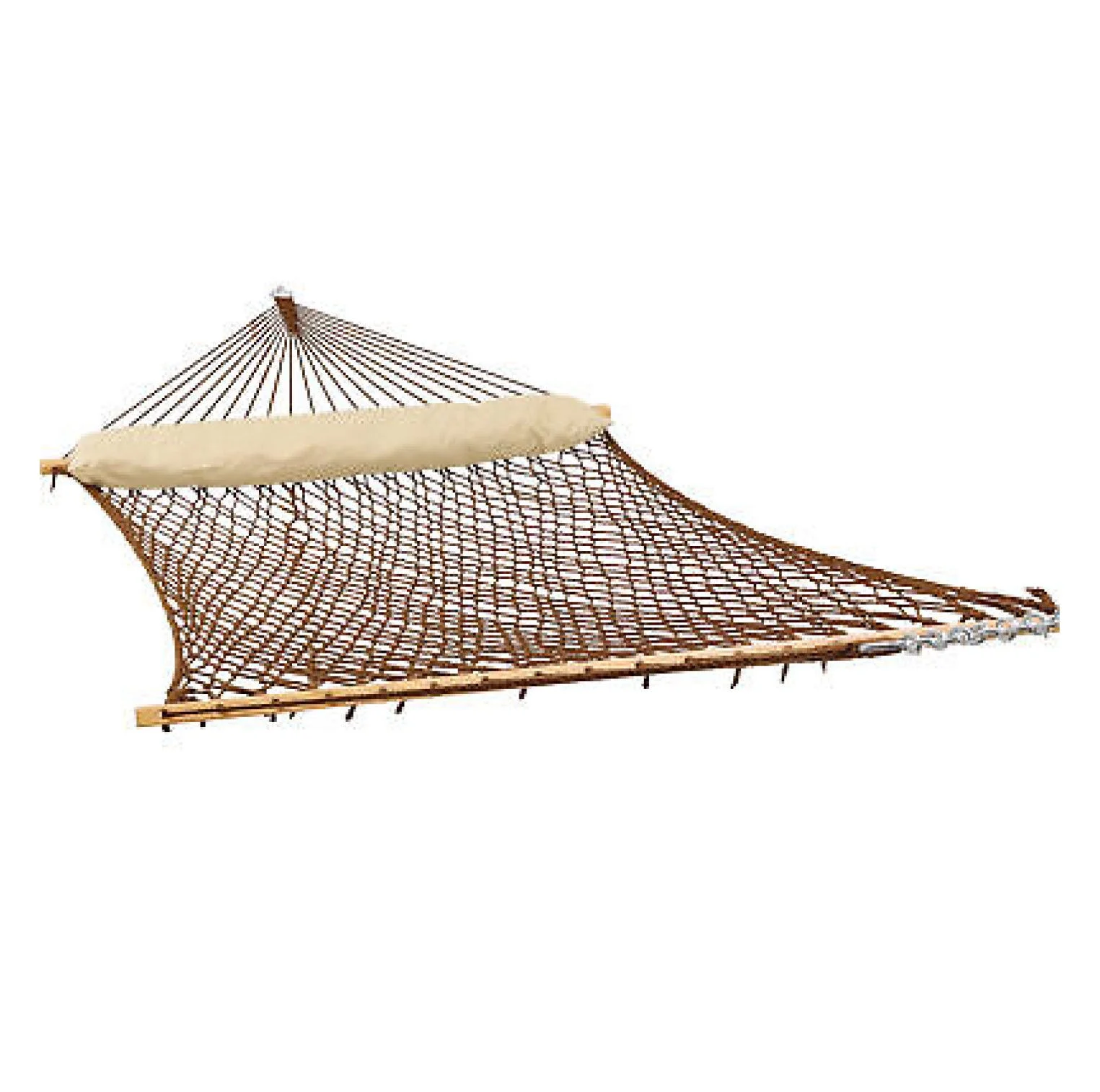 FENG20 Large Polyester Rope Hammock with Spreader Bar and Pillow - Brown by Sunnydaze