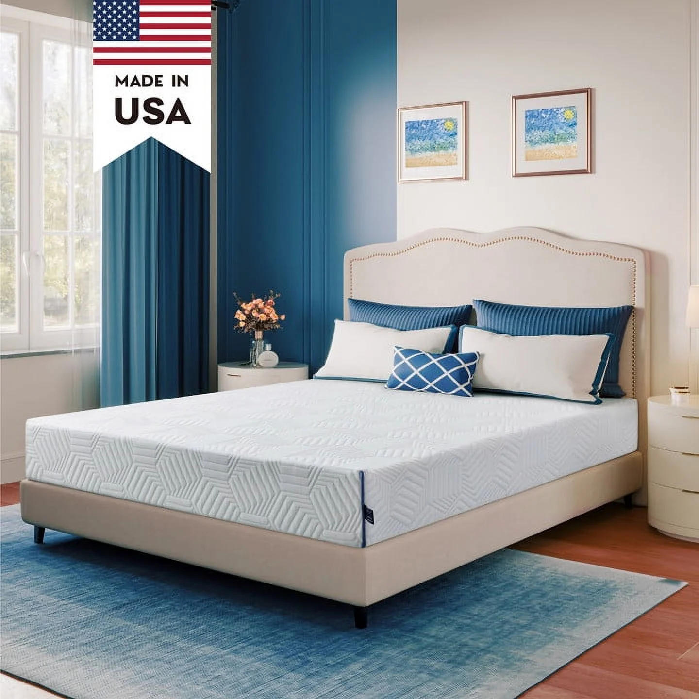 MLILY Ego Blue 10 inch King Size Mattress, Cooling Gel Memory Foam Mattress in a Box, Medium