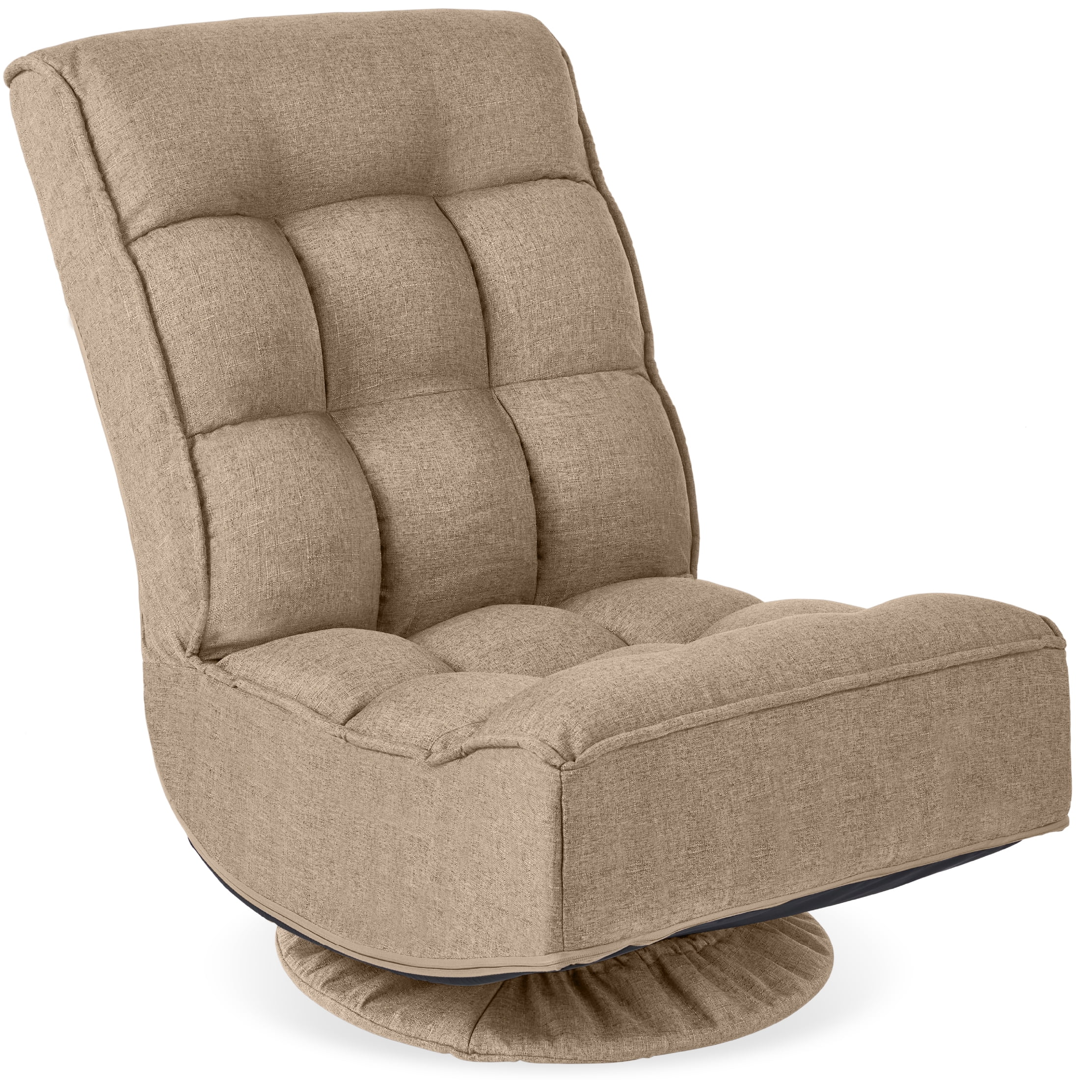 Best Choice Products Folding Floor Gaming Chair for Home, Office w/ 360-Degree Swivel, 4 Positions - Tan