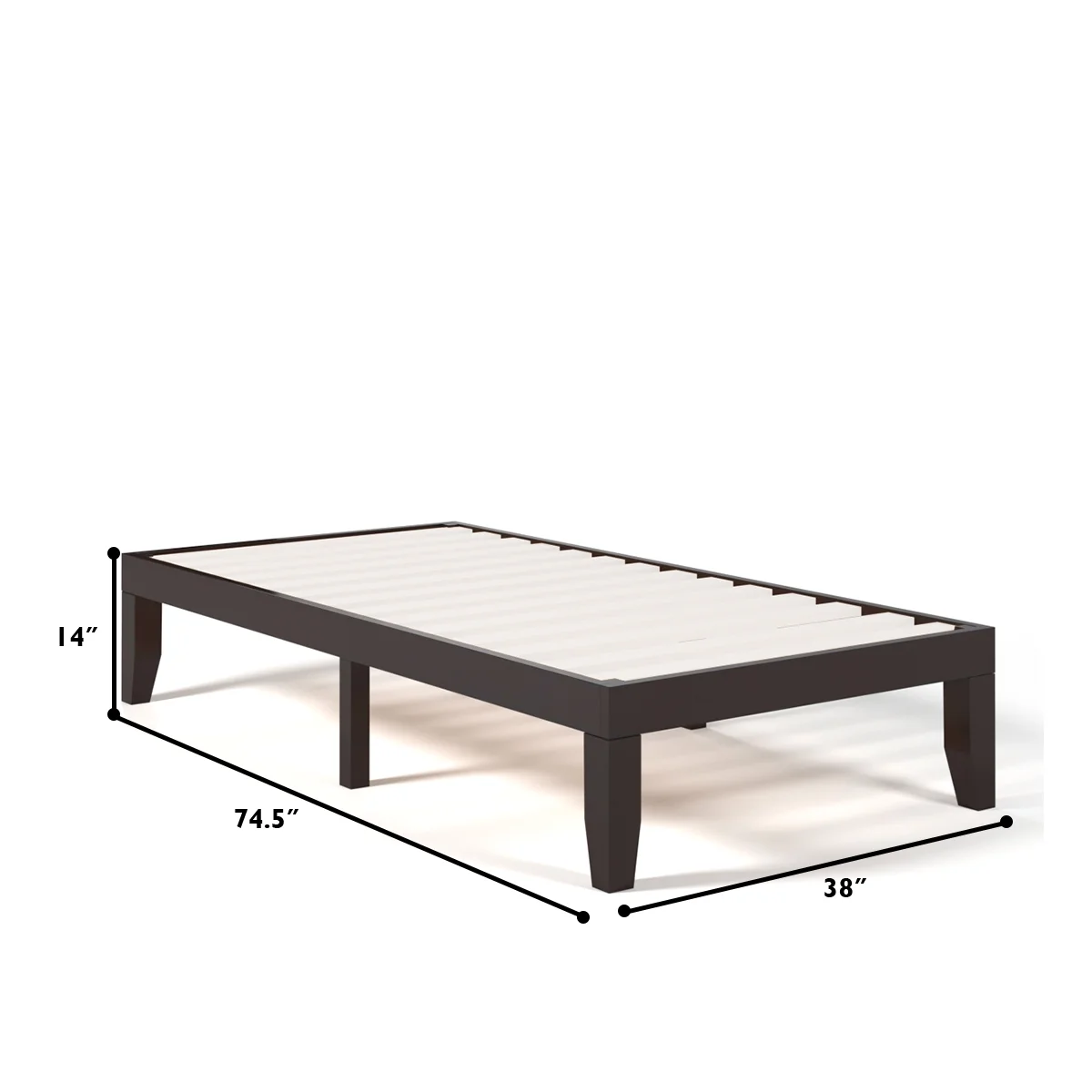 Costway Twin Size 14'' Wooden Bed Frame Mattress Platform Wood Slats Support Espresso