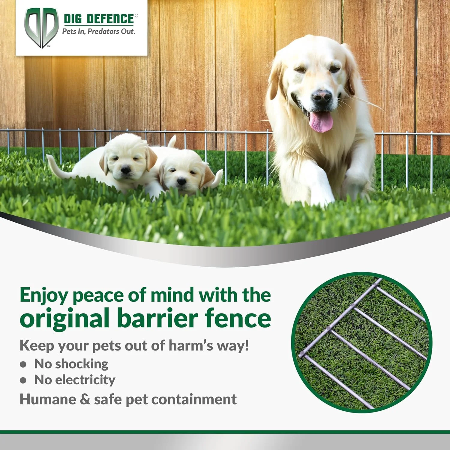 Dig Defence Dog Fence No Dig Barrier Fence Panels for Large Pets and Yard Protection 25 Pk up to 75 ft