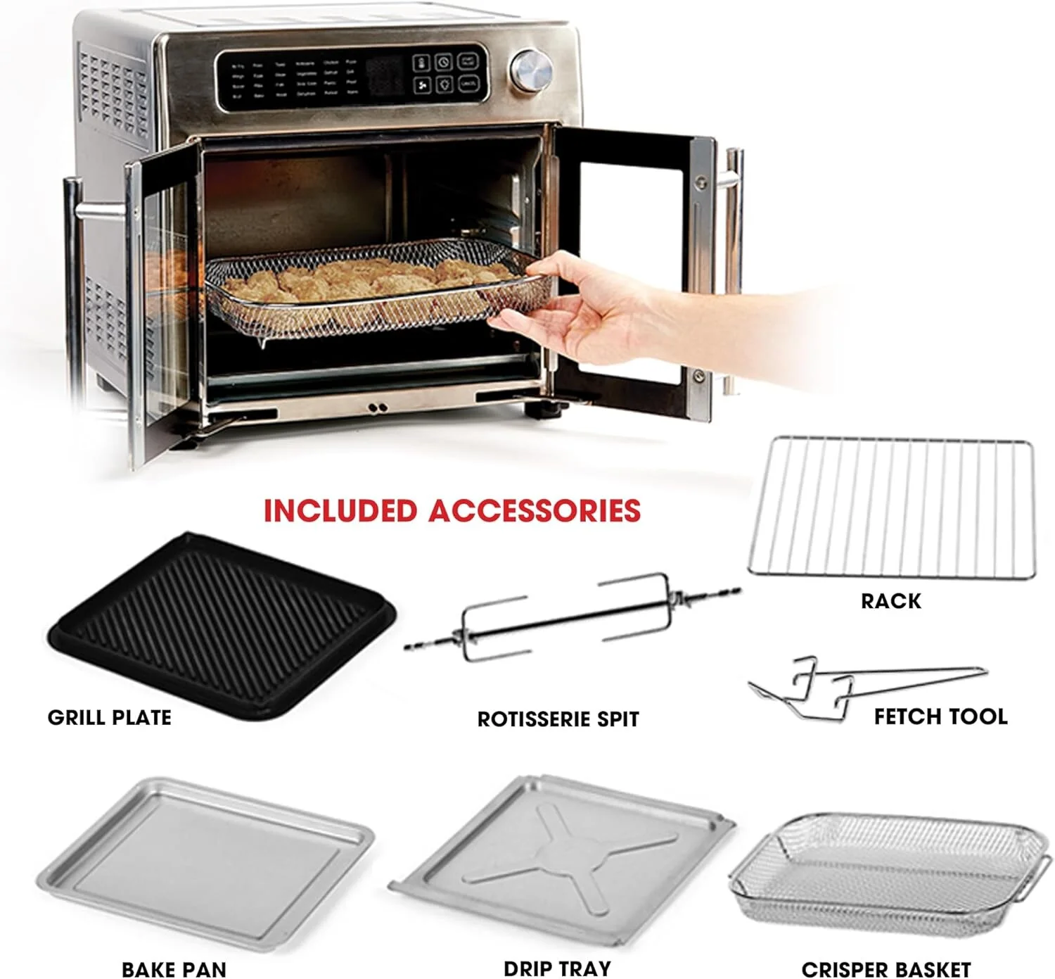Emeril Lagasse French Door 360 26 QT Air Fryer, Convection Toaster Oven (Stainless Steel) - New