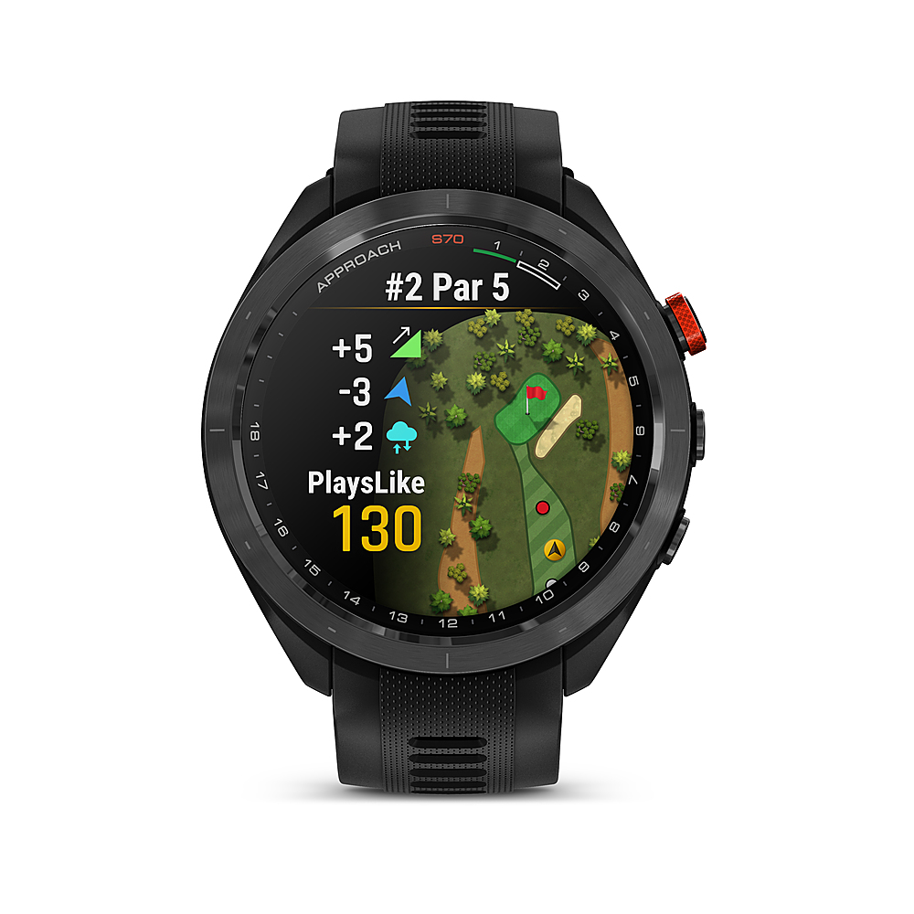 Garmin Approach S70 GPS Smartwatch 47mm Ceramic Black Ceramic Bezel with Black Silicone Band