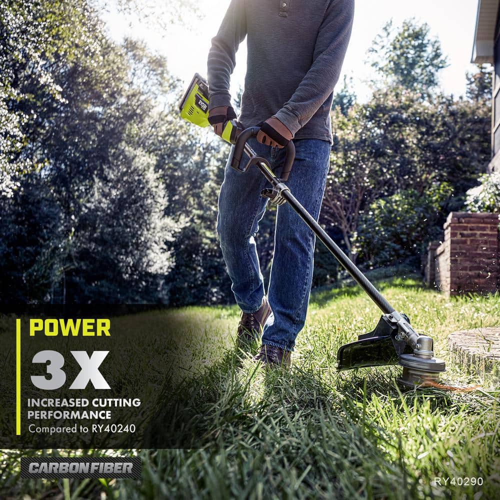 40V HP Brushless 21 in Cordless Walk Behind Self Propelled Lawn Mower & Trimmer 3 Batteries/ 2 Rapid Chargers RY401140 4X