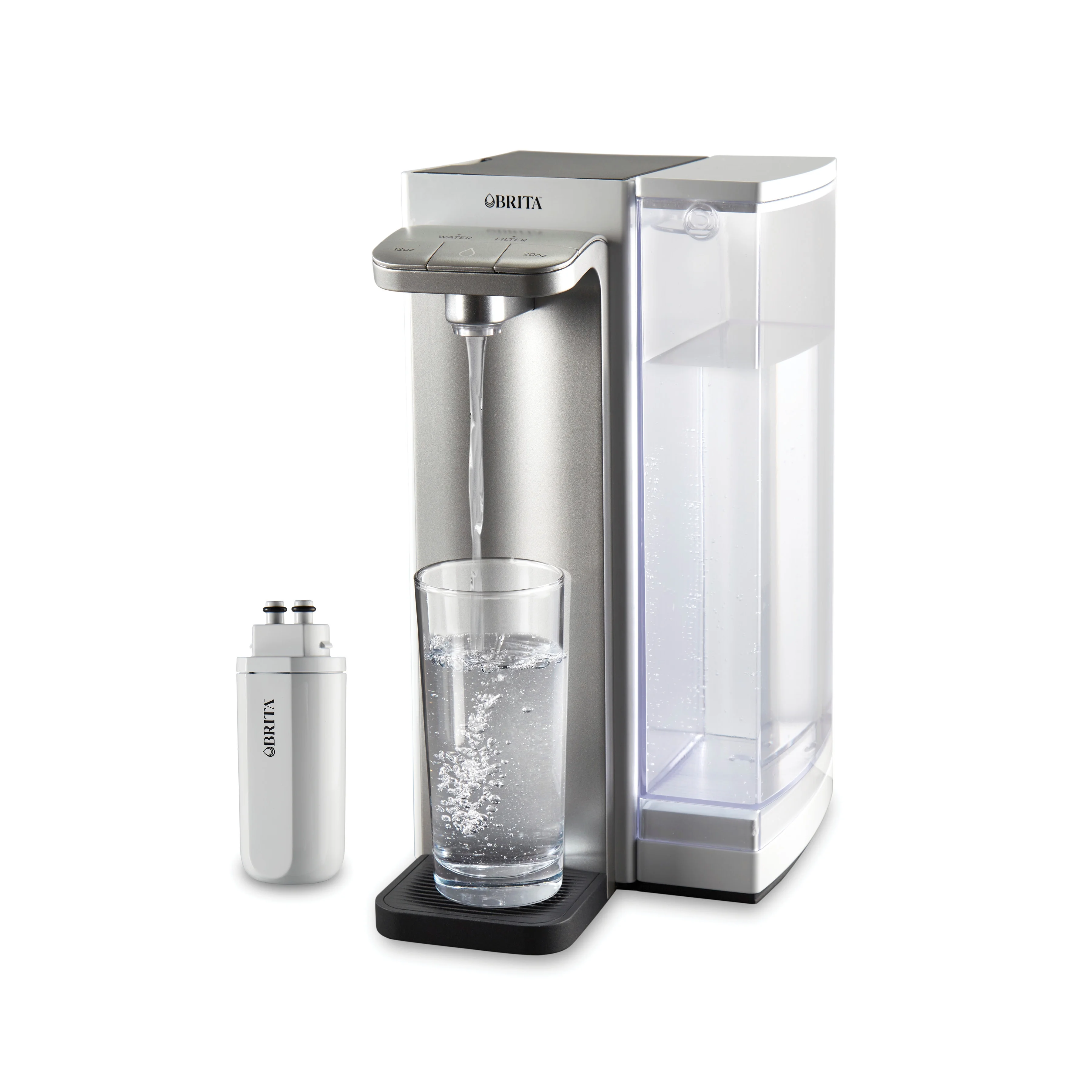 Brita Hub Instant Powerful Countertop Water Filtration Device, 12 Cup Water Reservoir, Includes 6 Month Carbon Block Filter, White, 87340