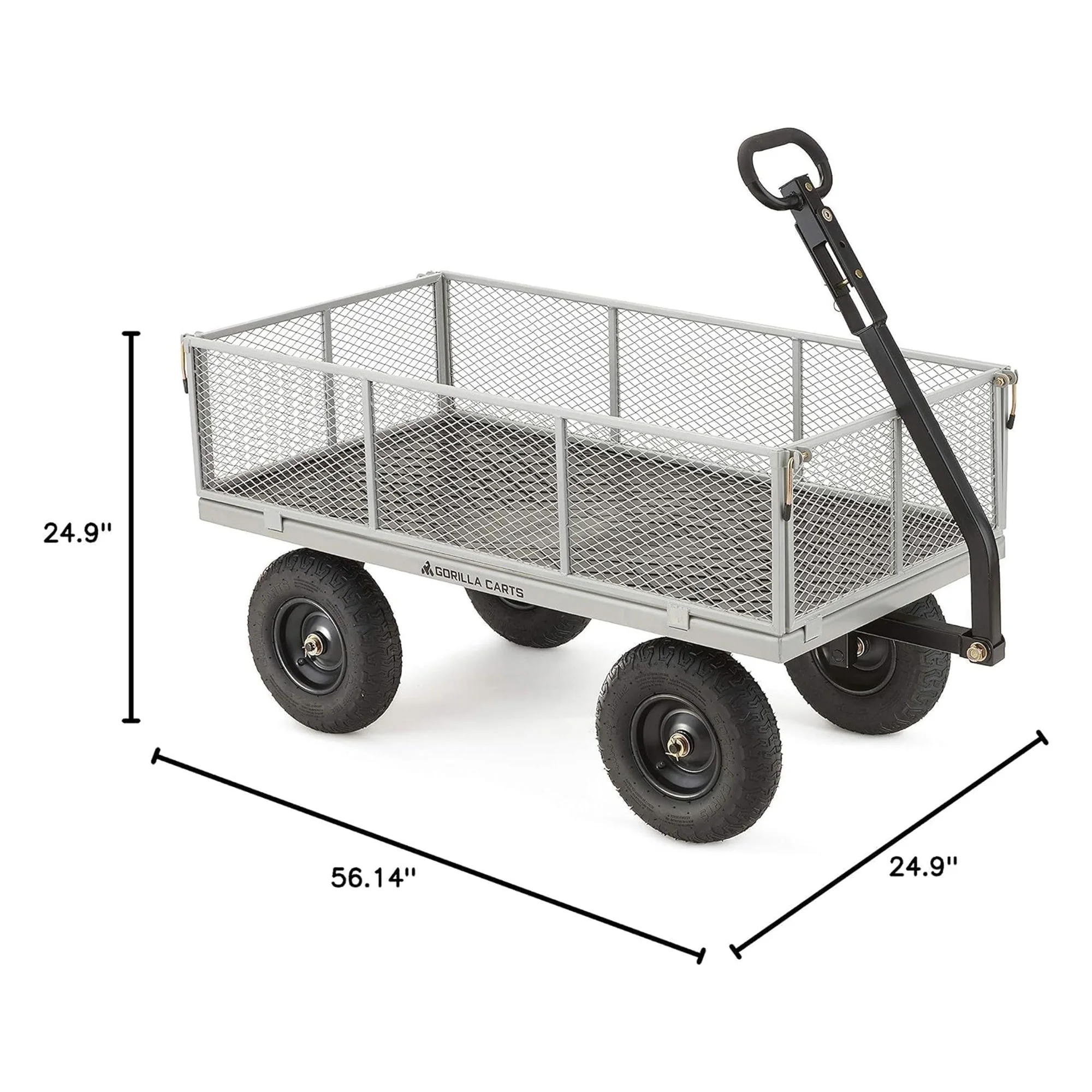 Gorilla Carts 1000 lb Capacity Steel Utility Cart Model #GOR1001 Com 13 inch Pneumatic Tires