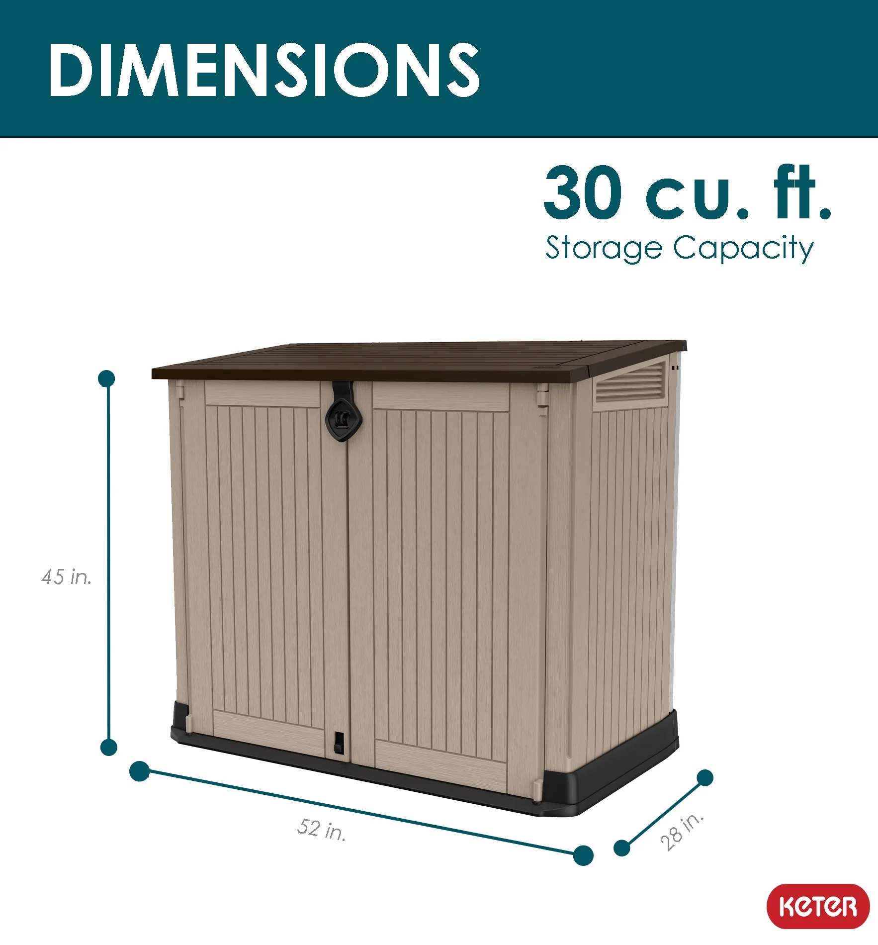 Keter Store-It-Out Midi Horizontal Durable Resin Outdoor Storage Shed With Heavy Duty Floor and Locking Latch, Beige