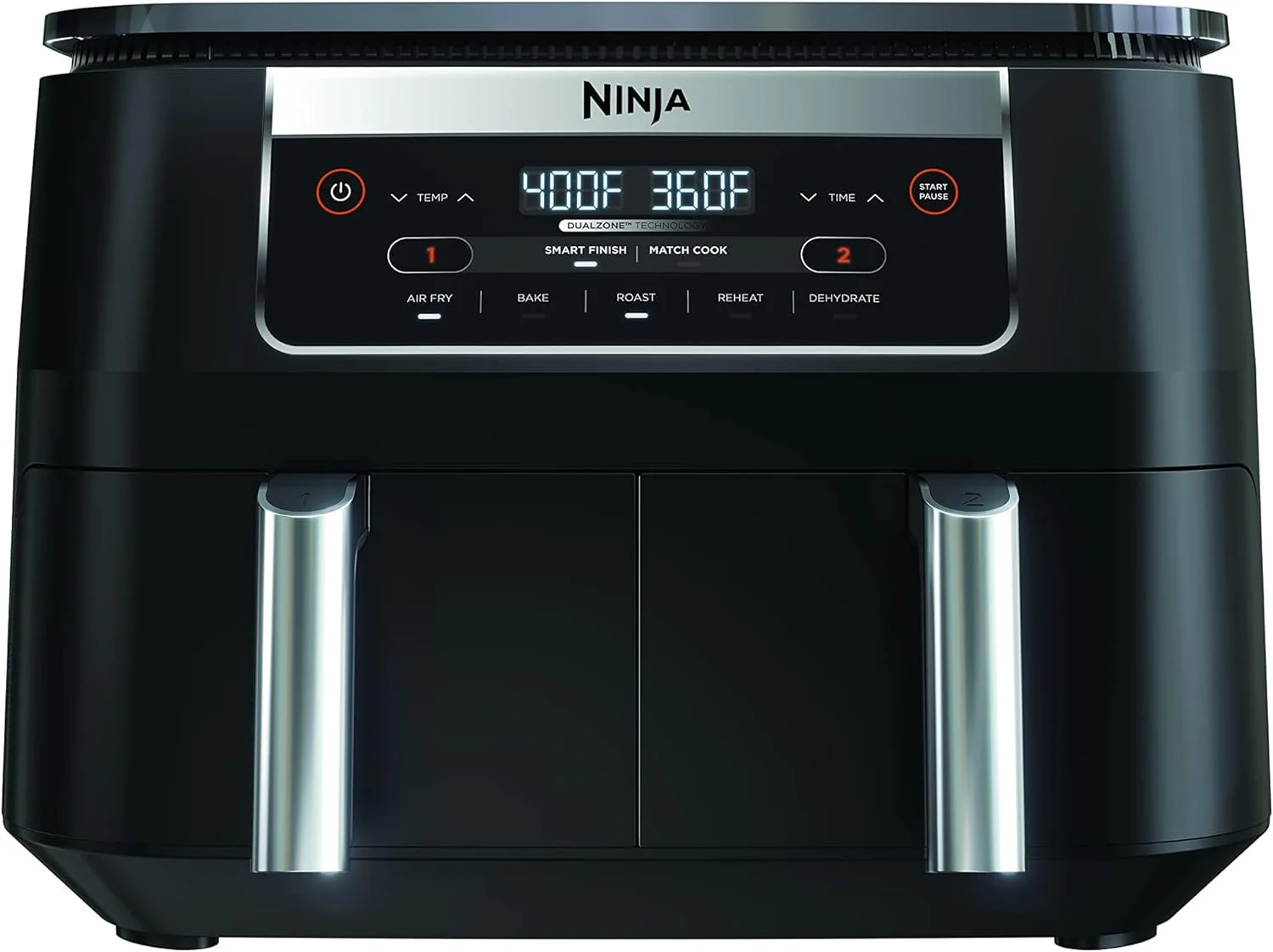 Restored Ninja DZ090 Foodi 6 Quart 5-in-1 DualZone 2-Basket Air Fryer Roast, Bake, Dehydrate & More (Refurbished)