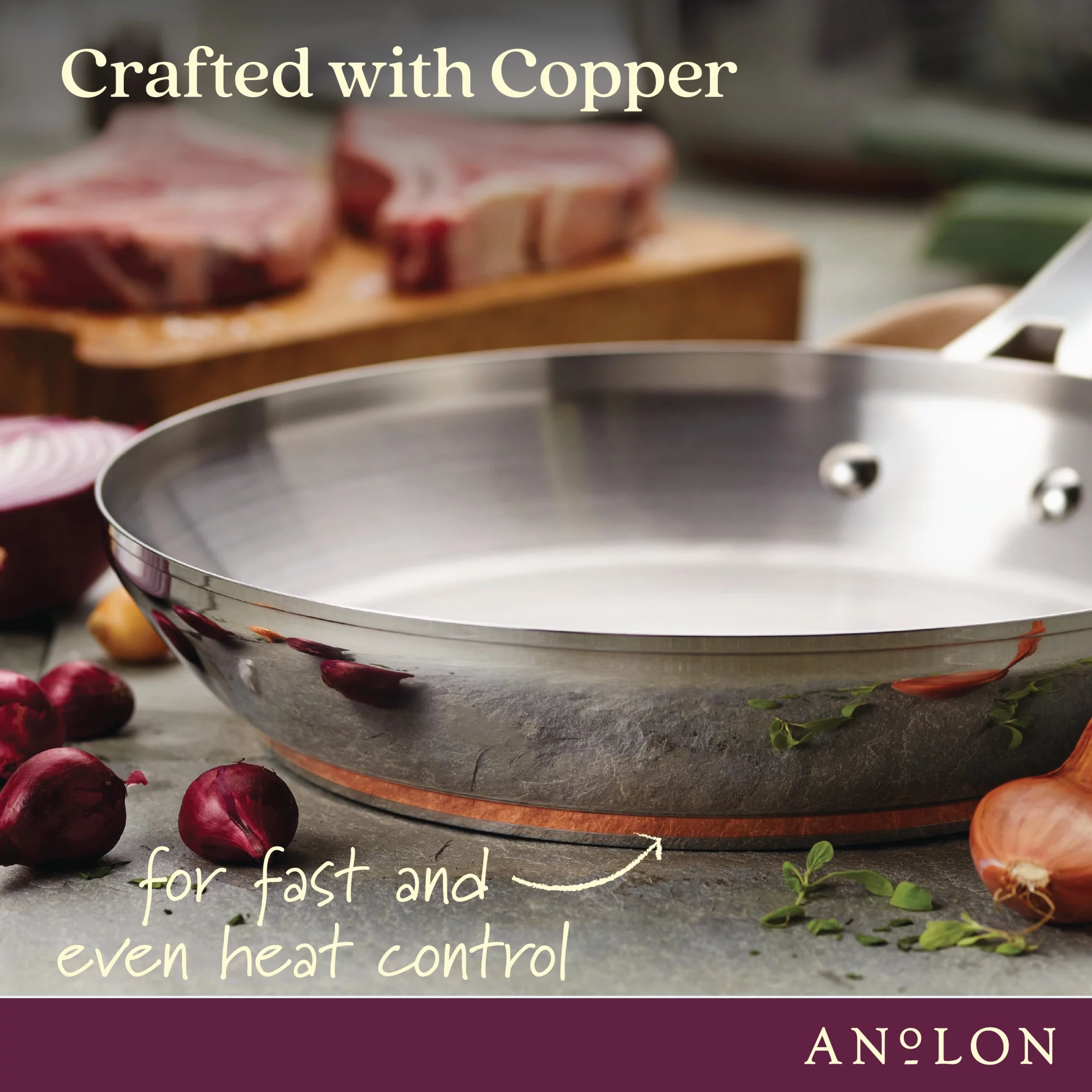 Anolon Nouvelle Copper Stainless Steel Pots and Pans Pots and Pans, 10-Piece, Silver