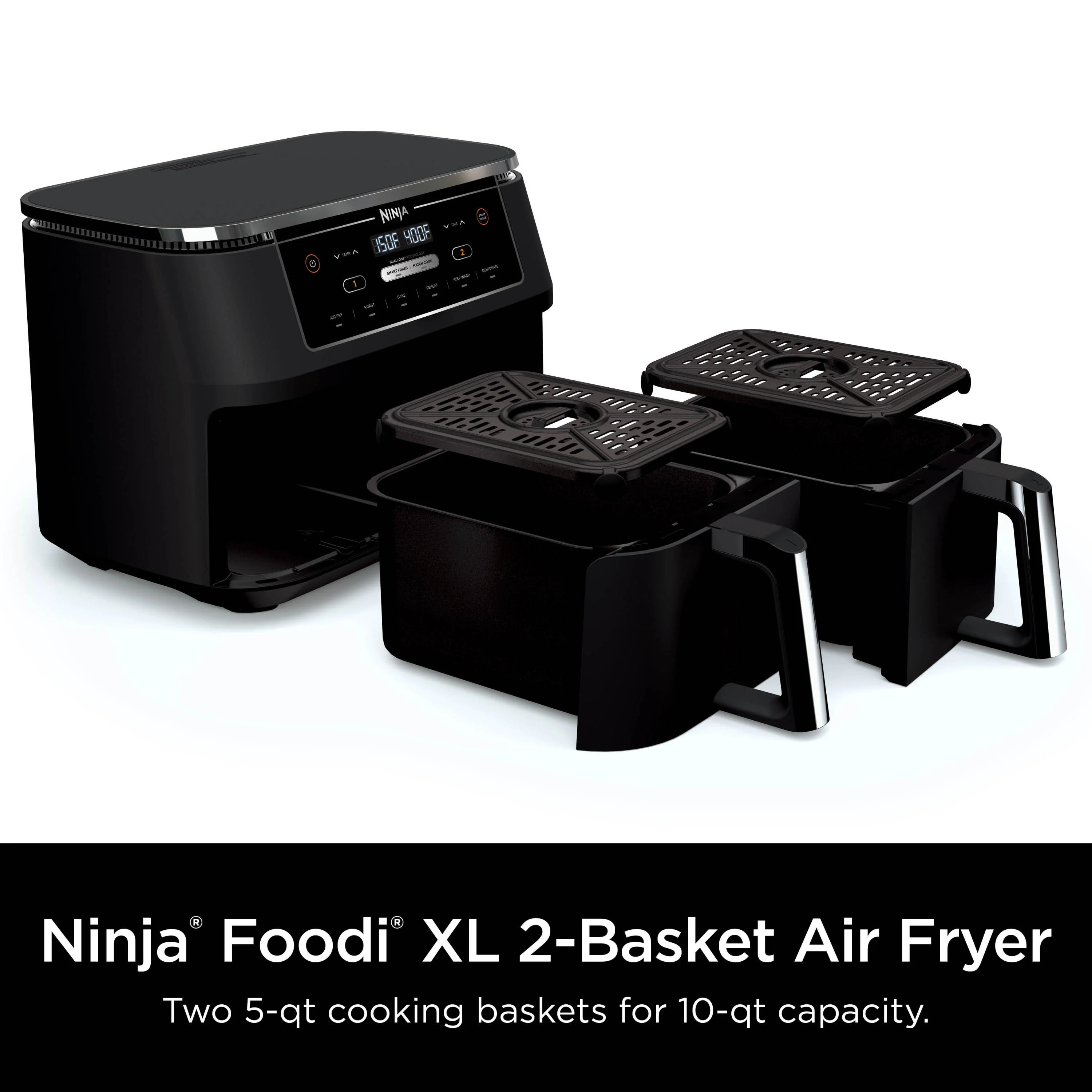 Ninja® Foodi® 6-in-1 10-Quart. 2-Basket Air Fryer with DualZone Technology- Air Fry, Roast, and More, DZ300WM