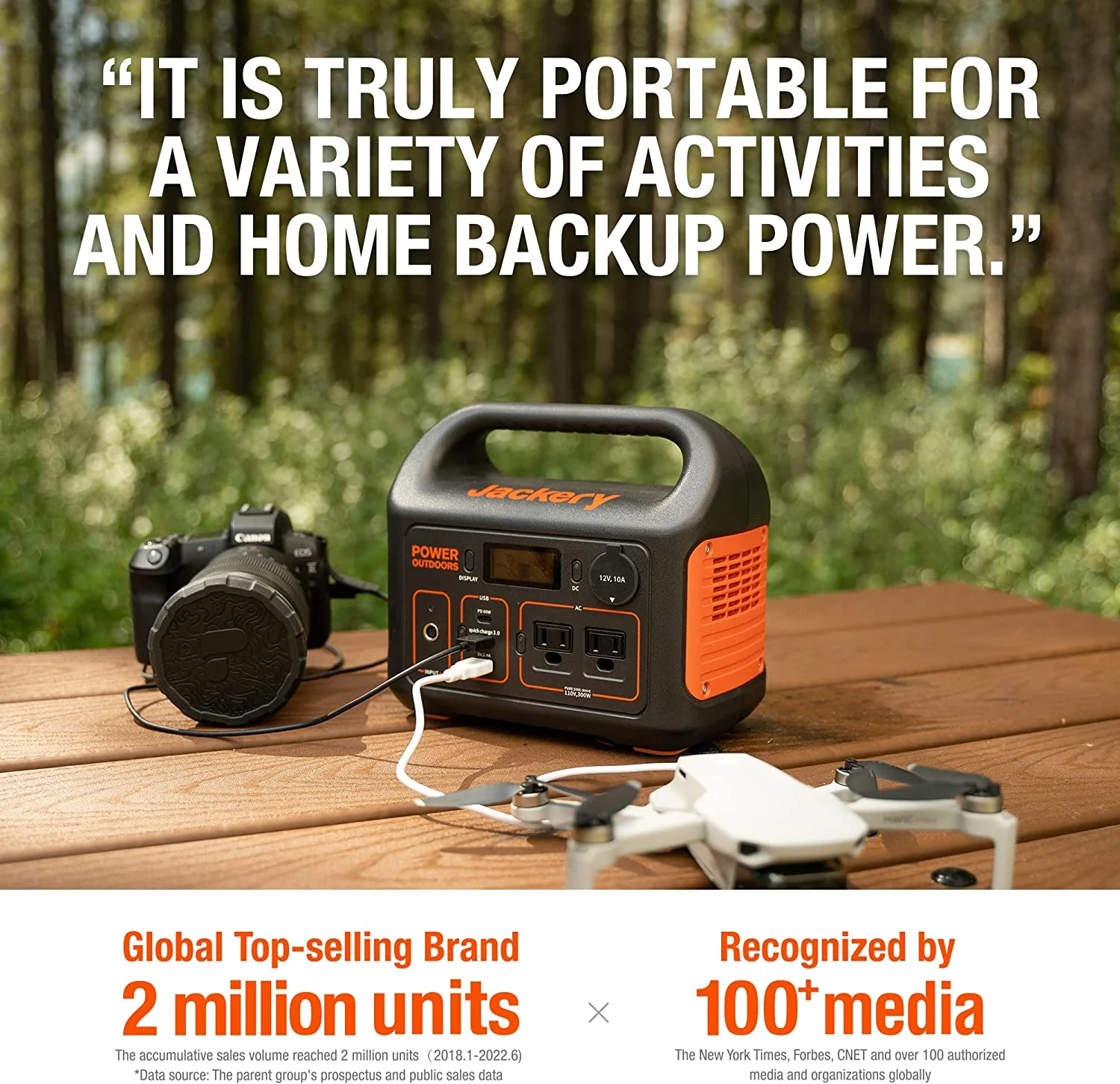 Jackery Explorer 290 Plus Portable Power Station with Automobile Battery Charging Cable