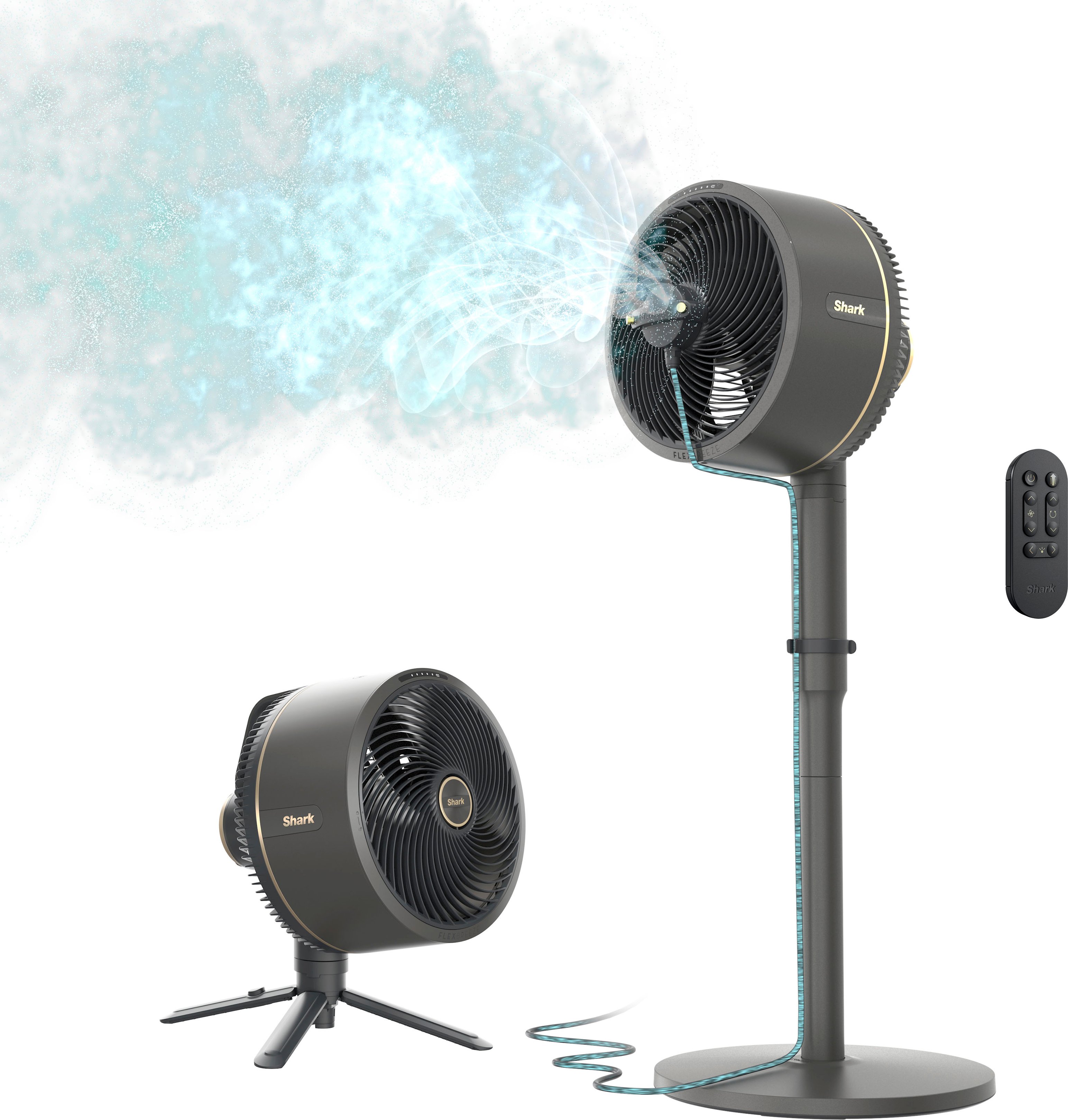 Shark FlexBreeze Outdoor & Indoor Fan with InstaCool Misting Attachment Cordless & Corded Pedestal to Tabletop Black