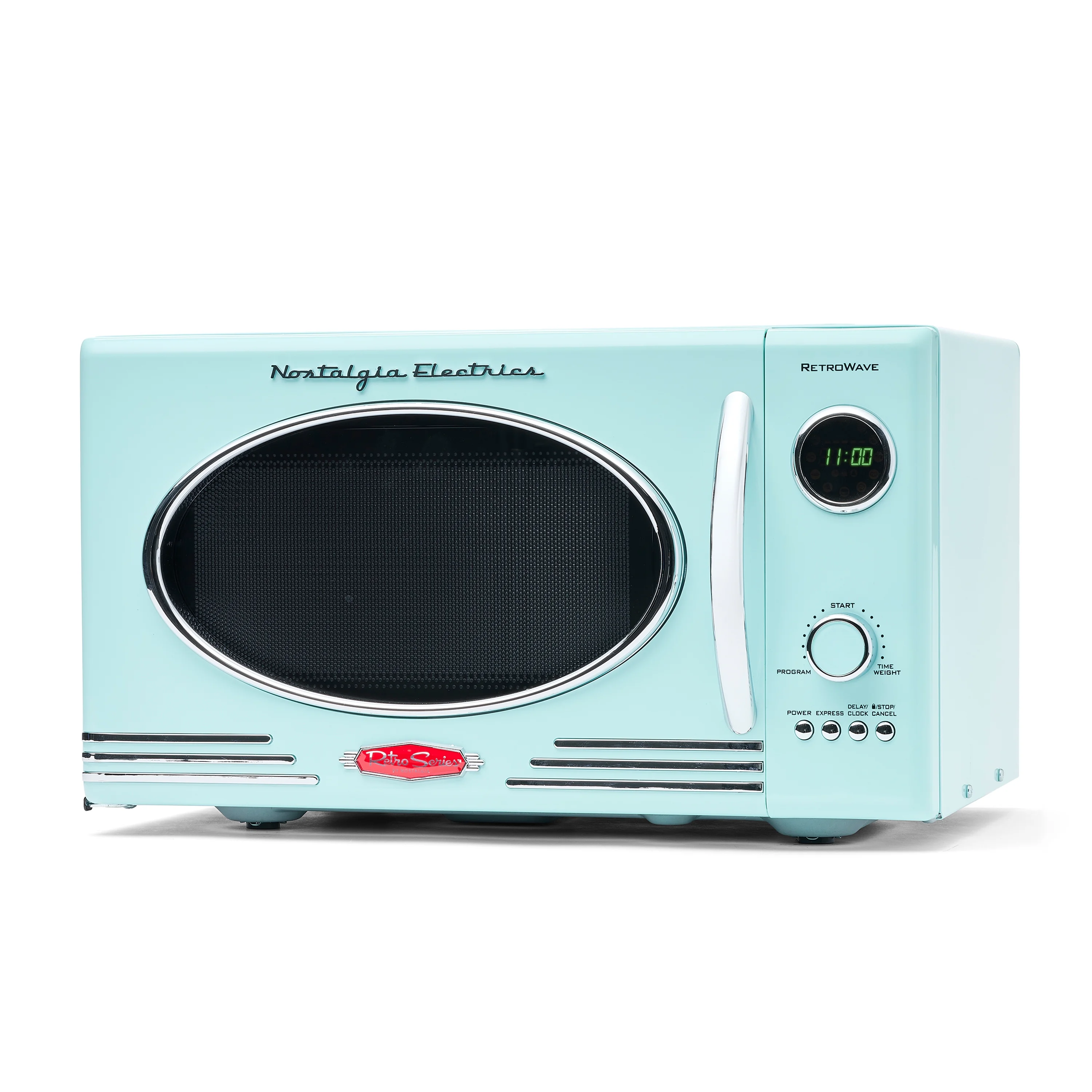 Nostalgia Retro Countertop Microwave Oven - Large 800-Watt - 0.9 cu ft - 12 Pre-Programmed Cooking Settings - Digital Clock - Kitchen Appliances - Aqua