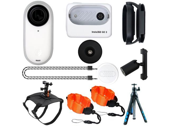 Insta360 GO 3 Tiny Mighty Action Camera (64GB, White) with Streaming Essentials Selfie Stick Bundle