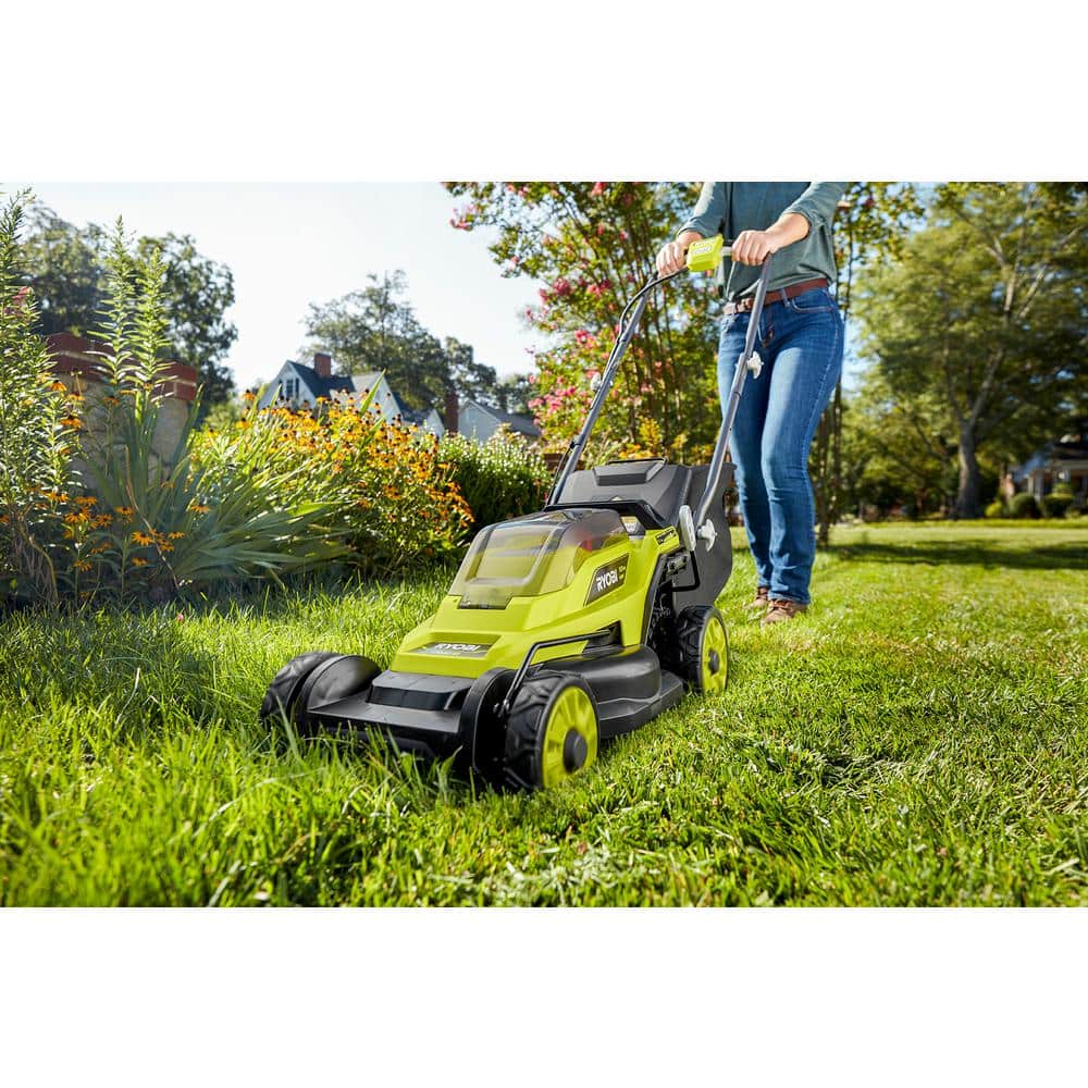 ONE+ 18V 13 in Cordless Battery Walk Behind Push Lawn Mower with 4 0 Ah Battery and Charger P1180